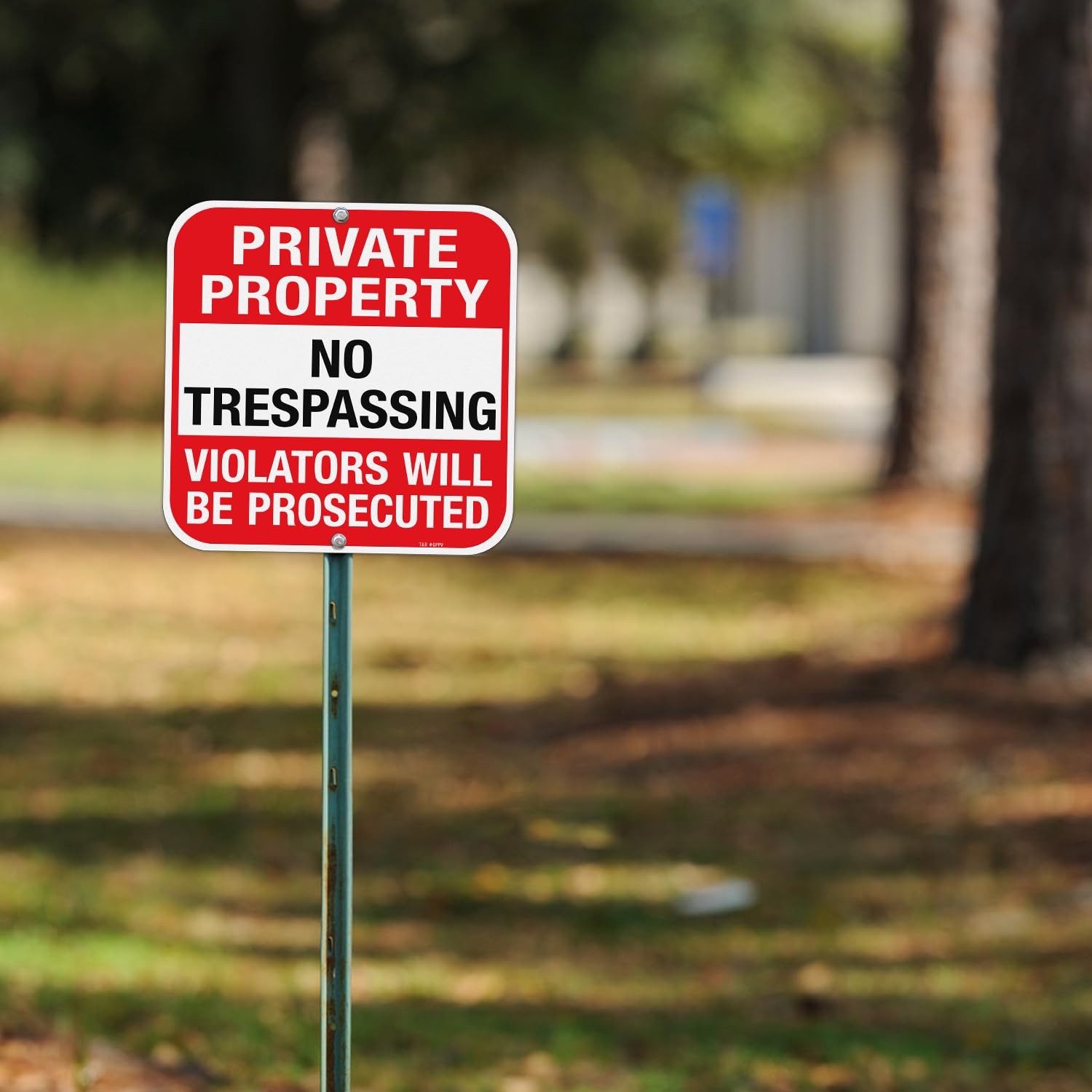 2 Pack 12×12 Inch Large Metal Private Property No Trespassing Signs