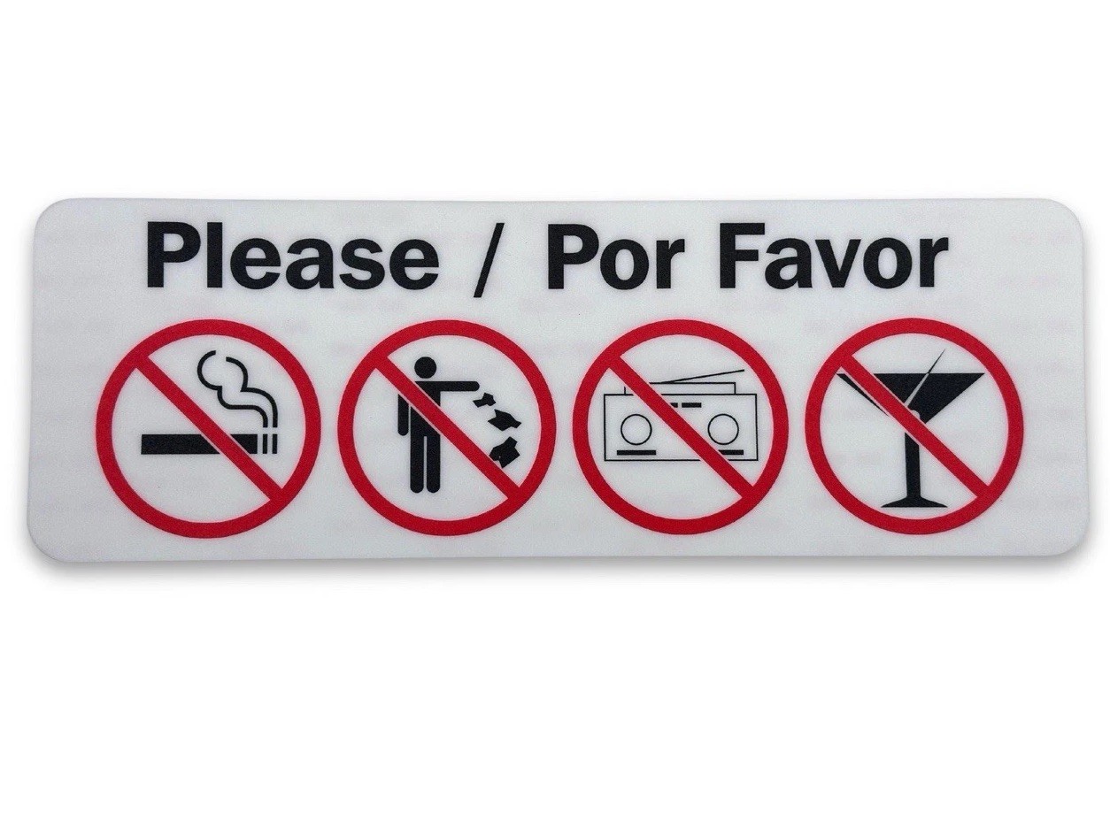 INPS 12&Prime;x4&Prime; Prohibitory Sign Adhesive Vinyl Business Decal Graphics – Pack Of 14