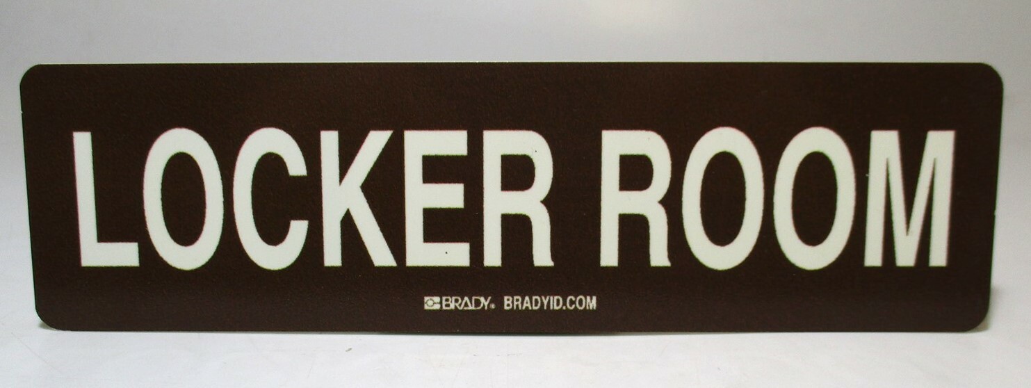 Brady High Quality Rigid Polystyrene « Locker Room » White/Brown 9&Prime; x 2.5&Prime; Sign