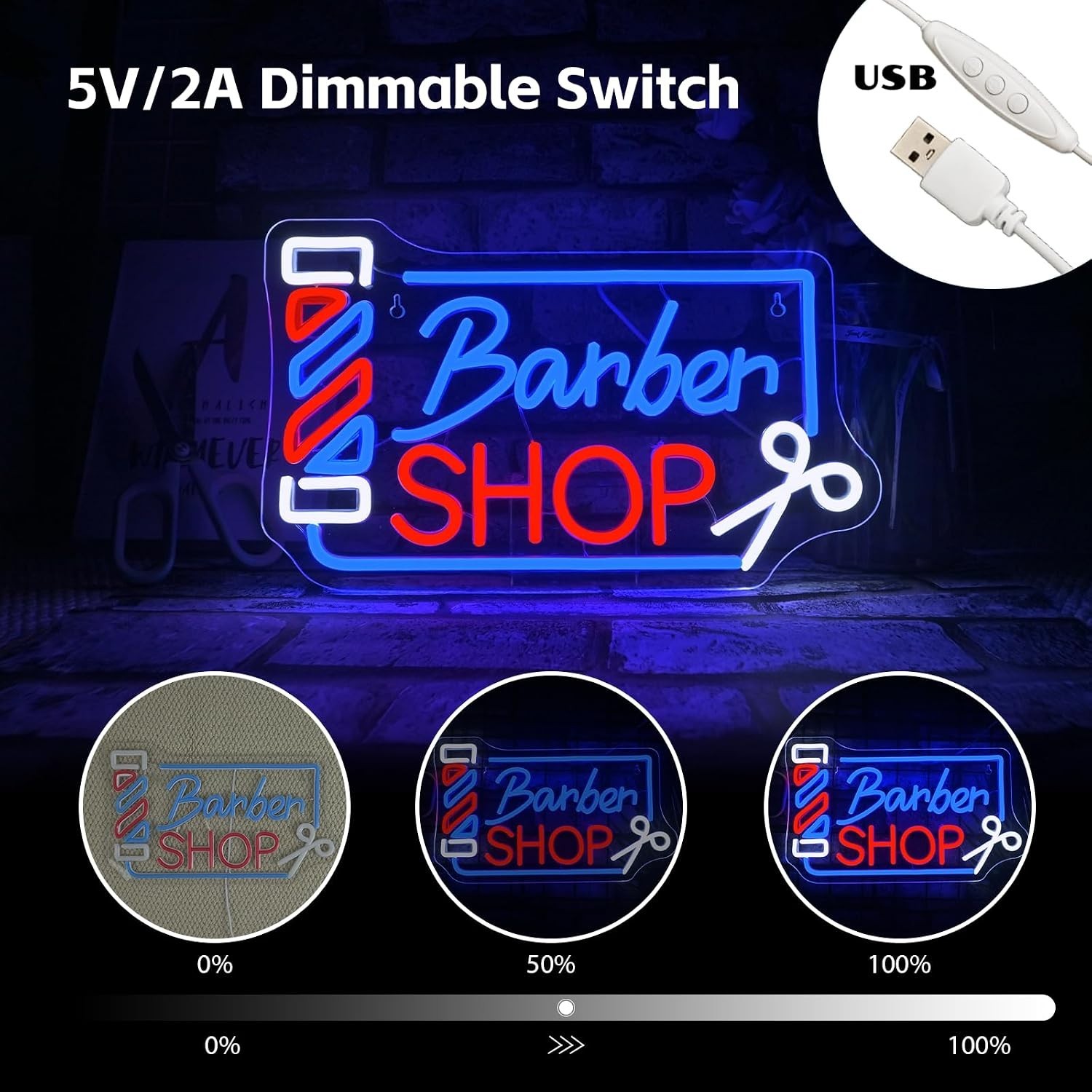 Barber Shop Neon Sign Barber Pole Led Signs for Wall Decor Salon Station Neon…