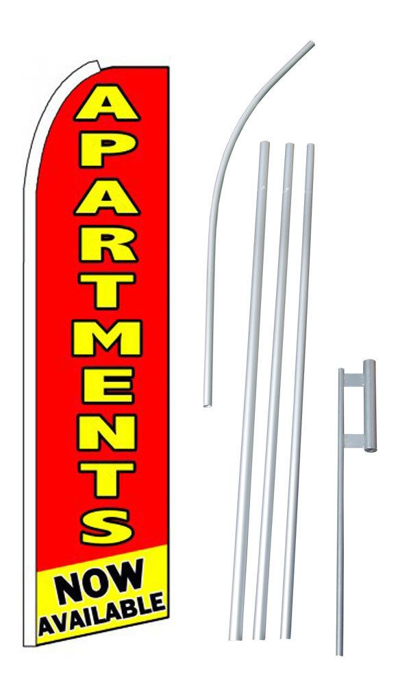 Apartments Now Available Red Extra Wide Swooper Flag Kit