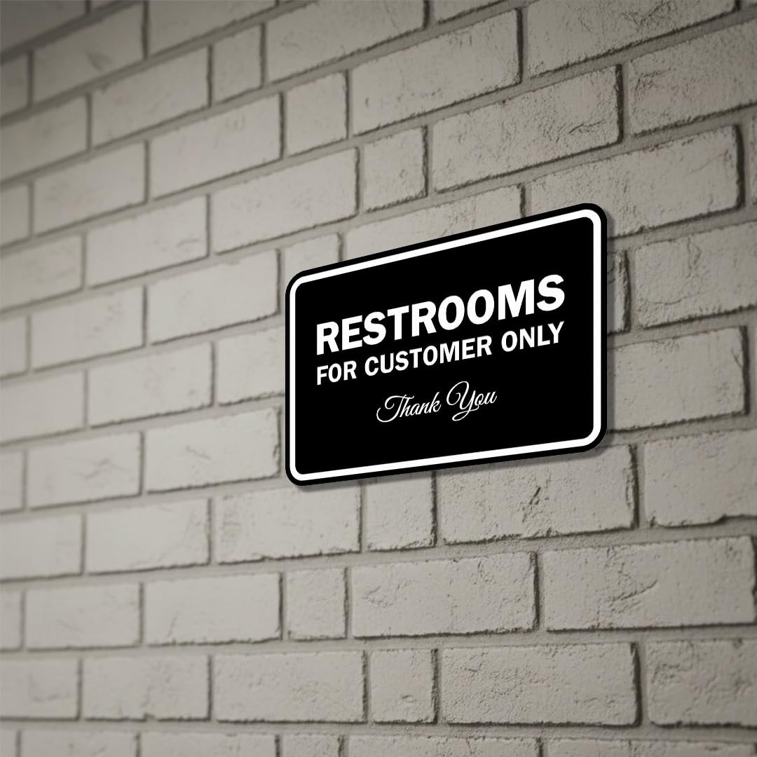Signs Bylita Classic Framed Restrooms Customers Sign Navy – Medium 5 Pack