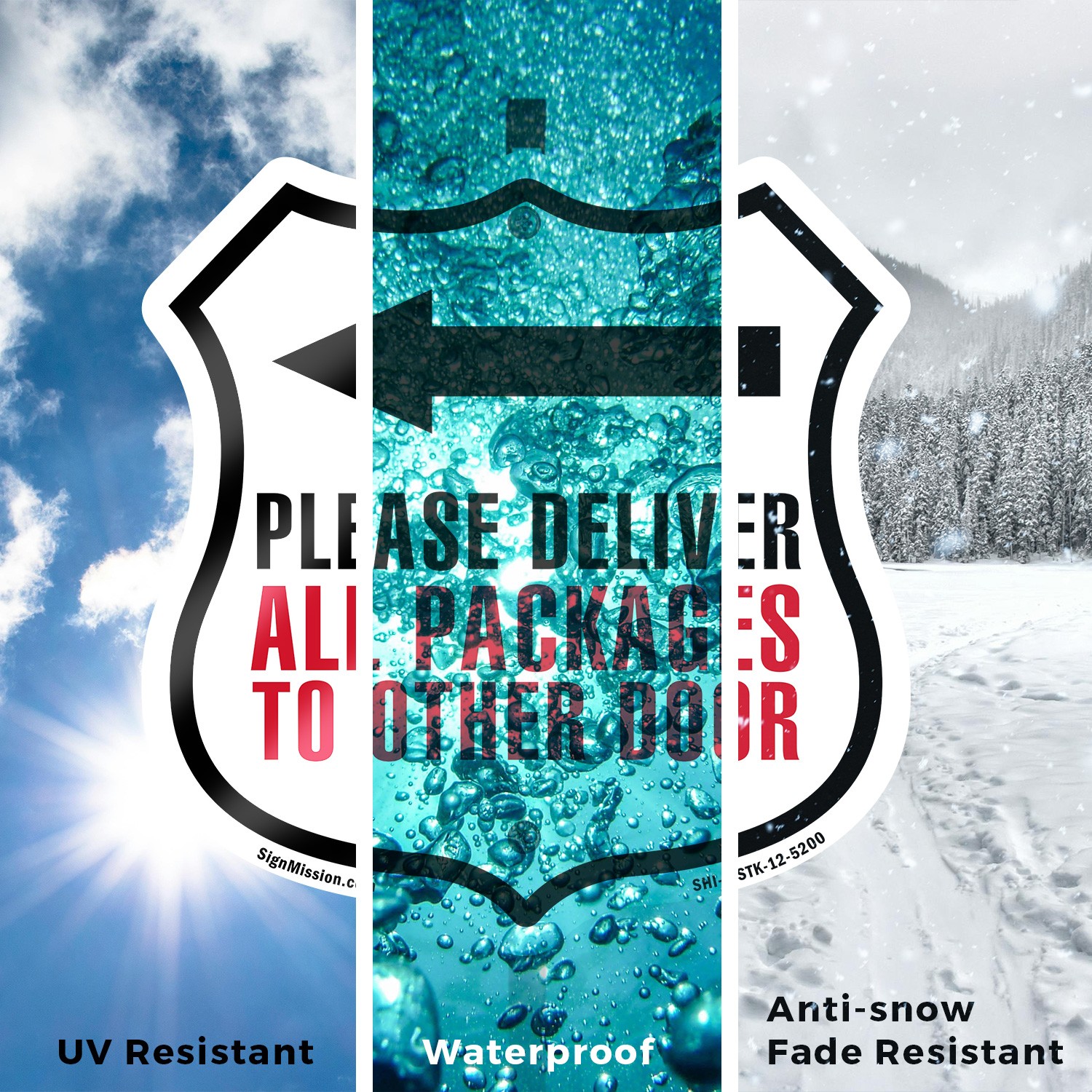 Please Deliver All Packages To Other Shield Shaped Sign With Stake