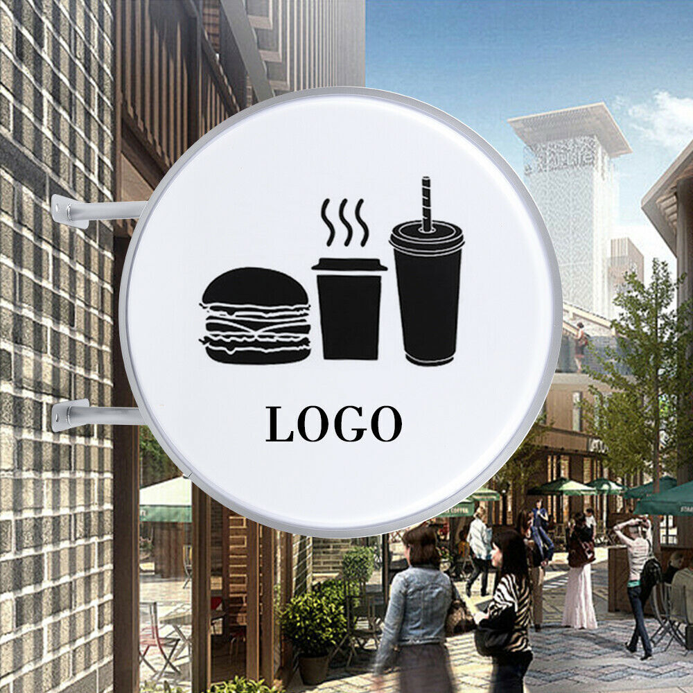 24&Prime; LED Double Sided Round Light Box Outdoor Sign Advertising Projecting Lights
