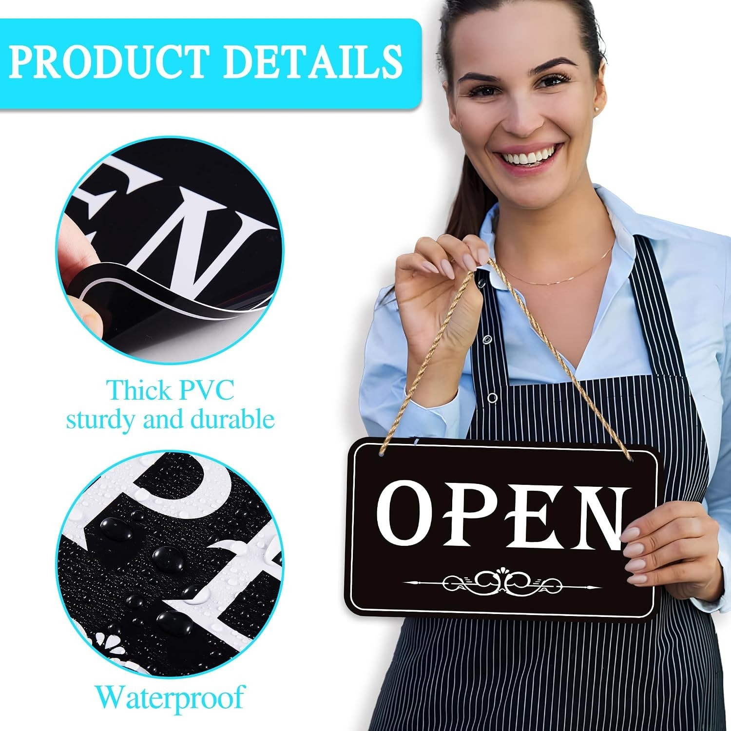 Classic Open & Closed Hanging Sign – 12×6.7 PVC for Restaurants & Shops