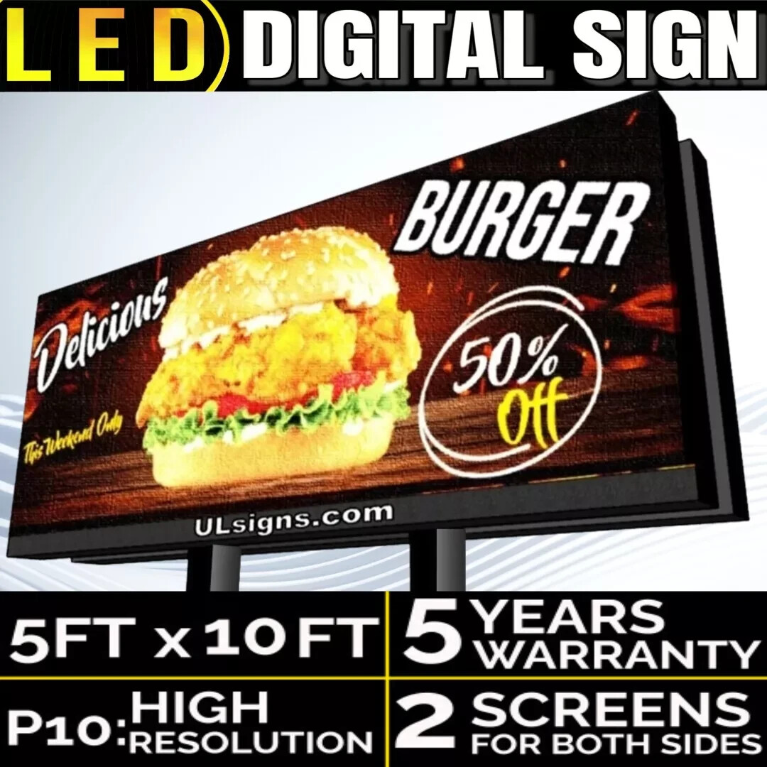 P10 5FT X 10FT Double-Sided LED Sign | Full-Color Programmable Outdoor Board HD