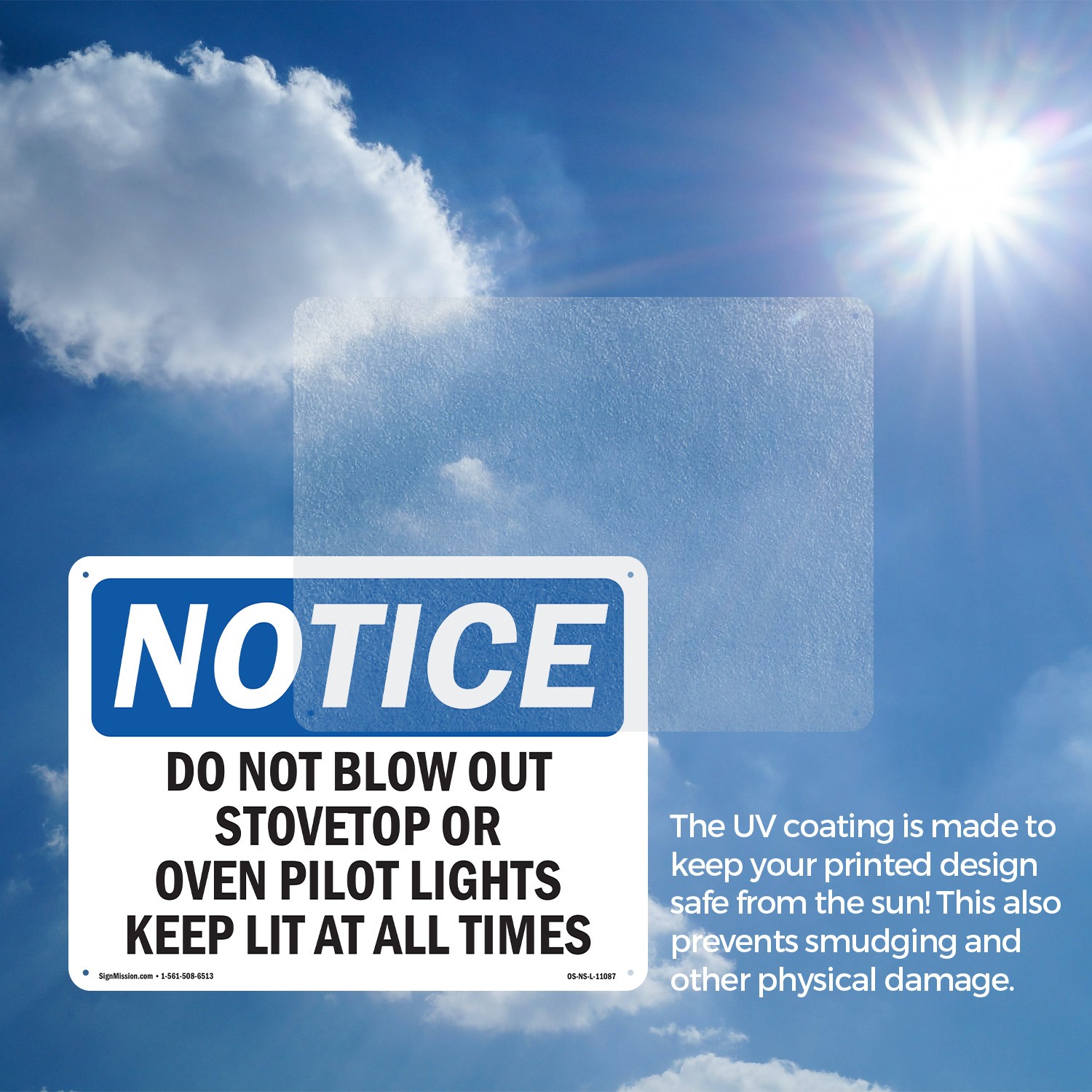 Do Not Blow Out Stovetop Or Oven Pilot Lights OSHA Notice Sign, Decal 5/10 Pack
