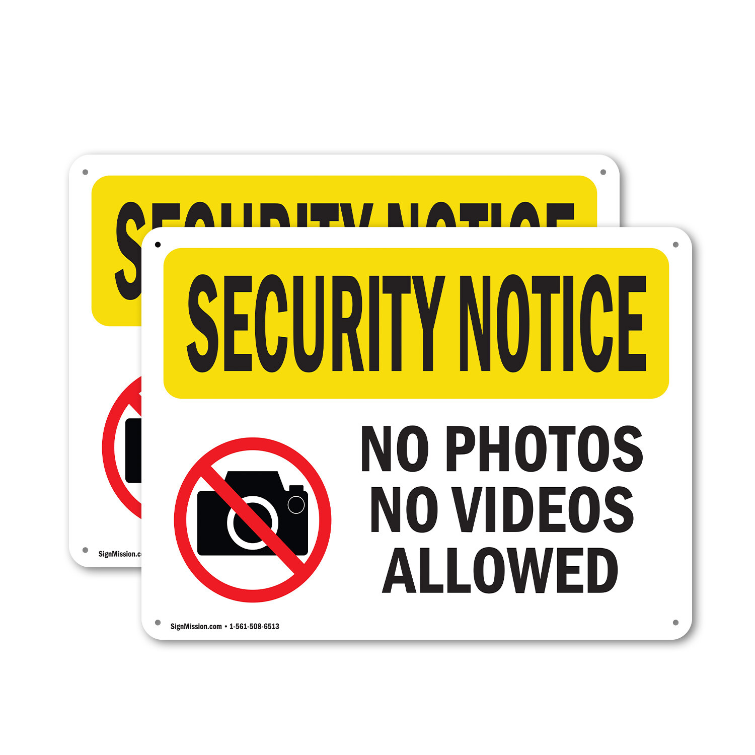 (2 Pack) No Photos Or Video Allowed OSHA Security Notice Sign Decal Metal