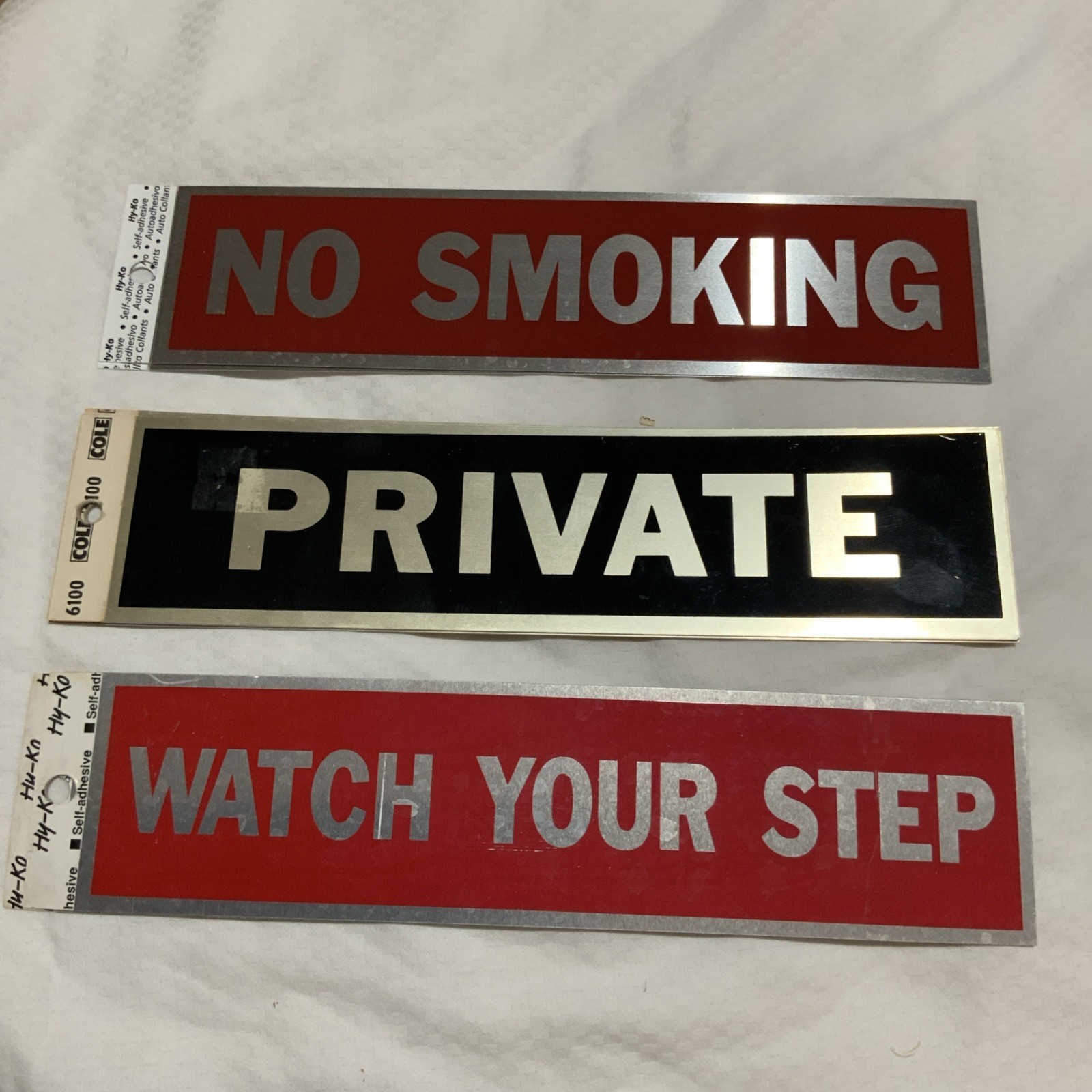 HILLMAN and HY-KO 8&Prime; x 2&Prime; LOT OF 34 ASSORTED Self Adhesive Business Signs