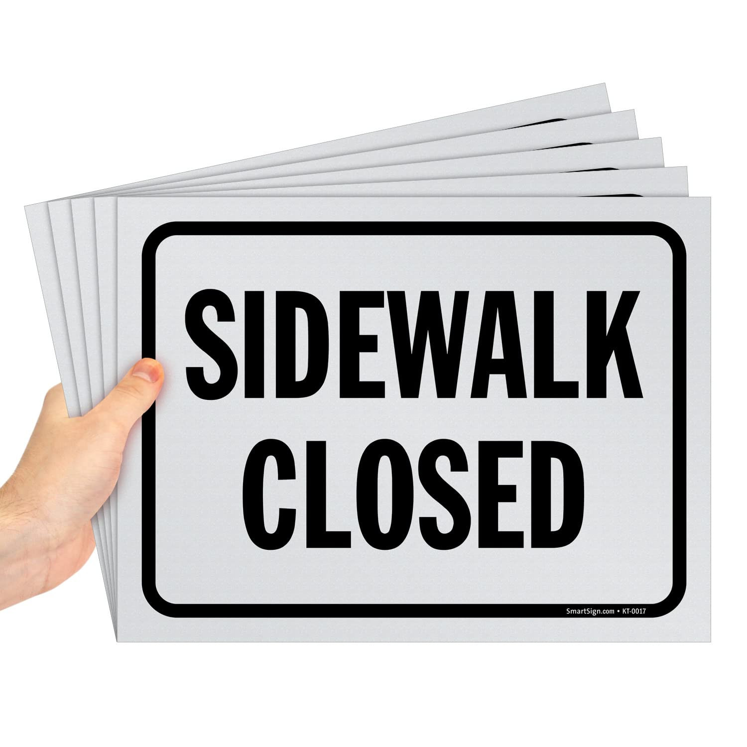(Pack of 5) 9 X 12 Inch “Sidewalk Closed” Sign, Screen Printed, 10 Mil Polystyre