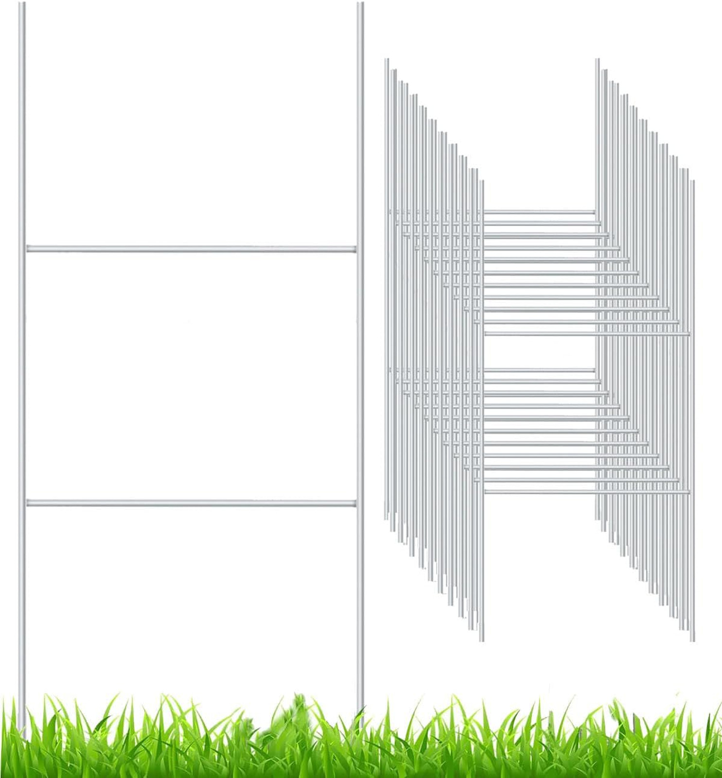 20 Pack Yard Sign Stakes Metal, 18 » x 7 » H Frame Wire Stakes for Yard Signs
