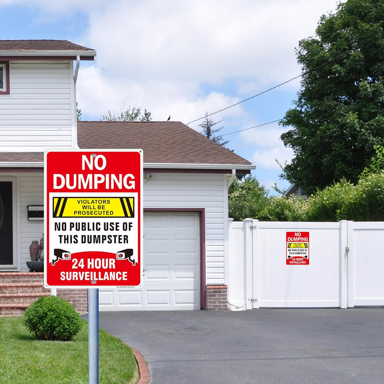 No Dumping Signs-2 Pack, 14X10Inch Aluminum No Public Use of Dumpster Sign, No I