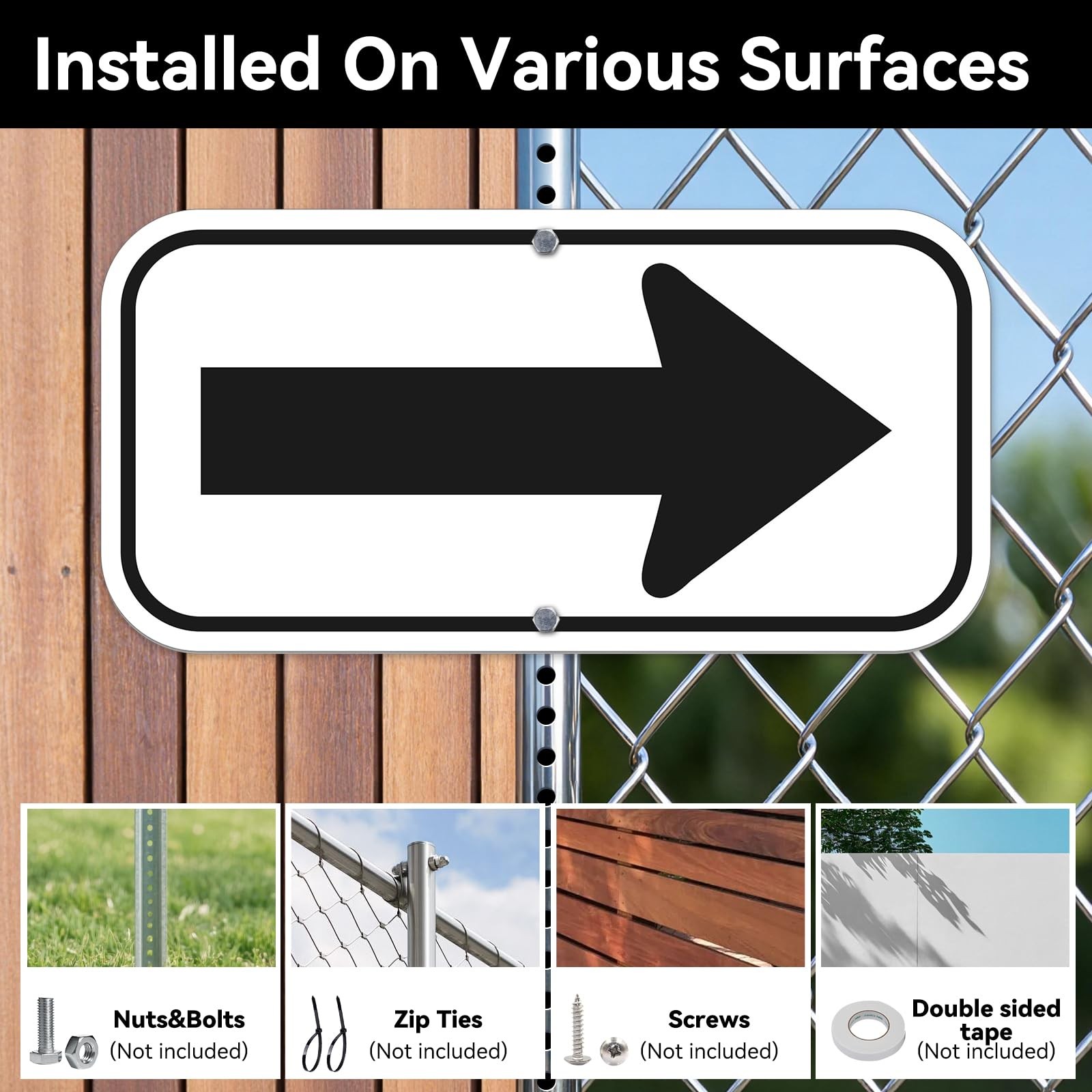 Arrow Sign, for Indoor or Outdoor Use Aluminum Reflective Signs Rust Free