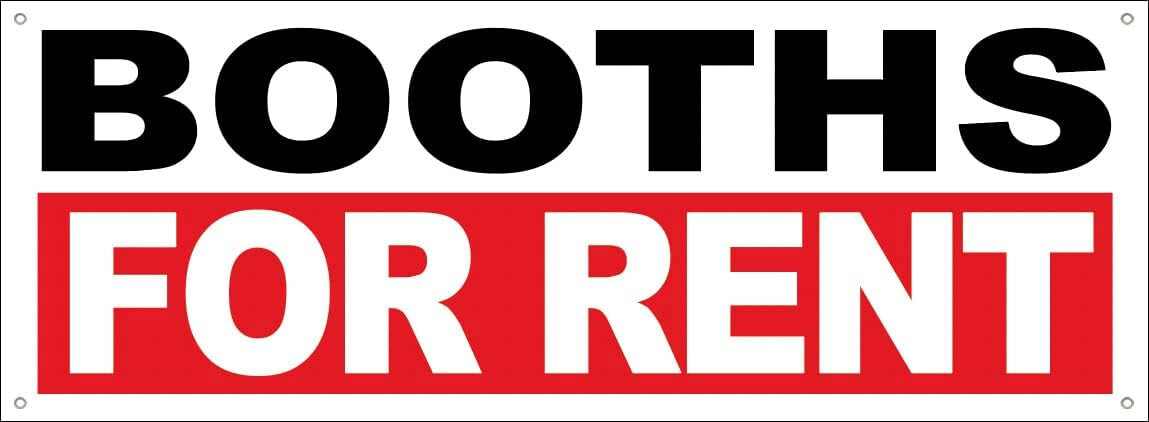 18×48 Inch BOOTHS FOR RENT Vinyl Banner Sign With Grommets – wrb