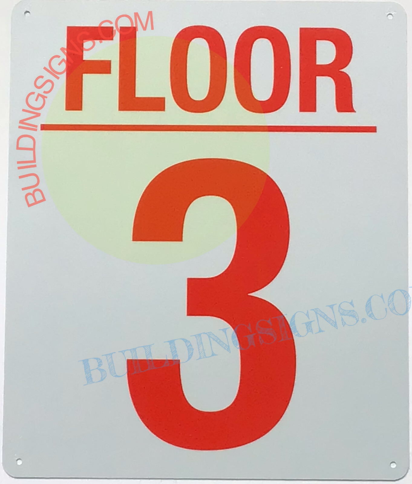 3 FLOOR SIGN (10×12, White, Aluminum)