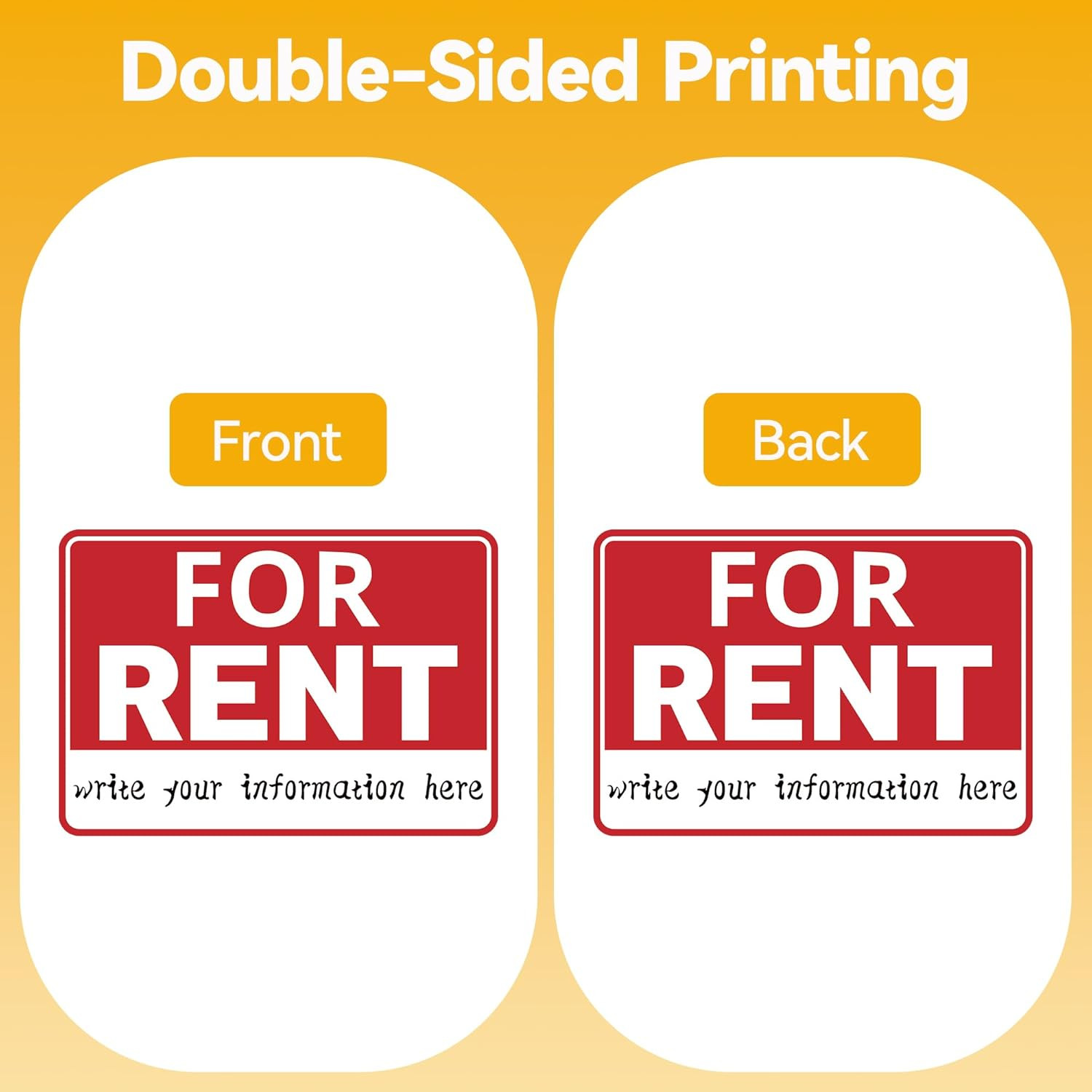 2 Pack for Rent Signs, for Rent Sign with Metal Stake, for Rent Yard Sign – 17 X