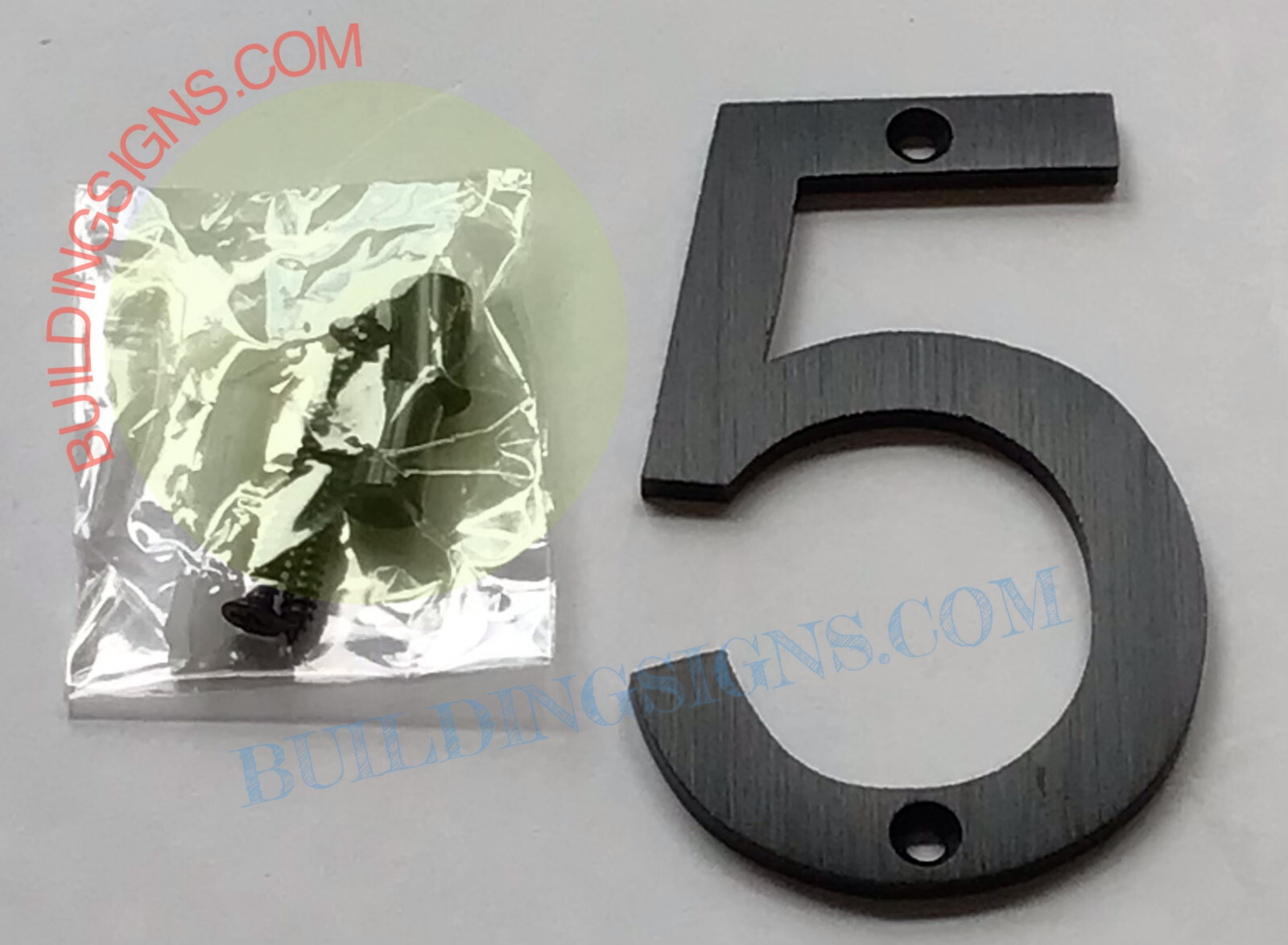 House number 5 sign (Black Aluminum, 8 inch)-Floating Mount House -REF24-1027
