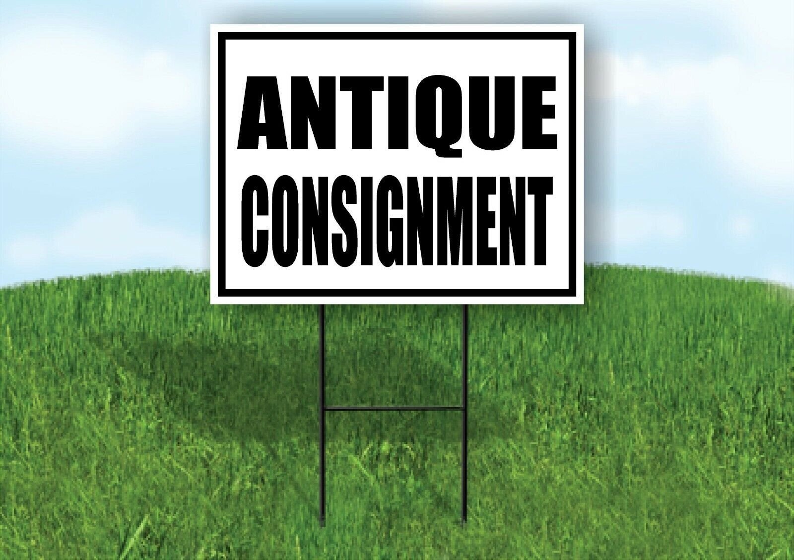 ANTIQUE CONSIGNMENT BLACK BORDER Yard Sign Road with Stand LAWN SIGN