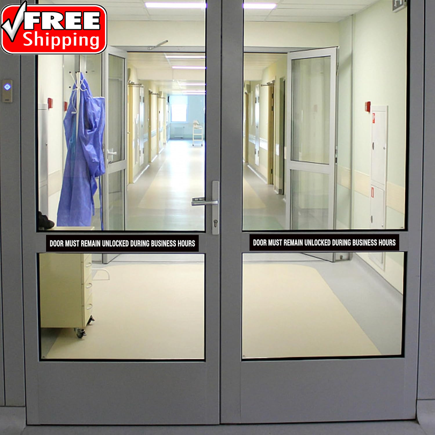 2PCS Door Must Remain Unlocked during Business Hours Sticker Sign，Self-Adhesive