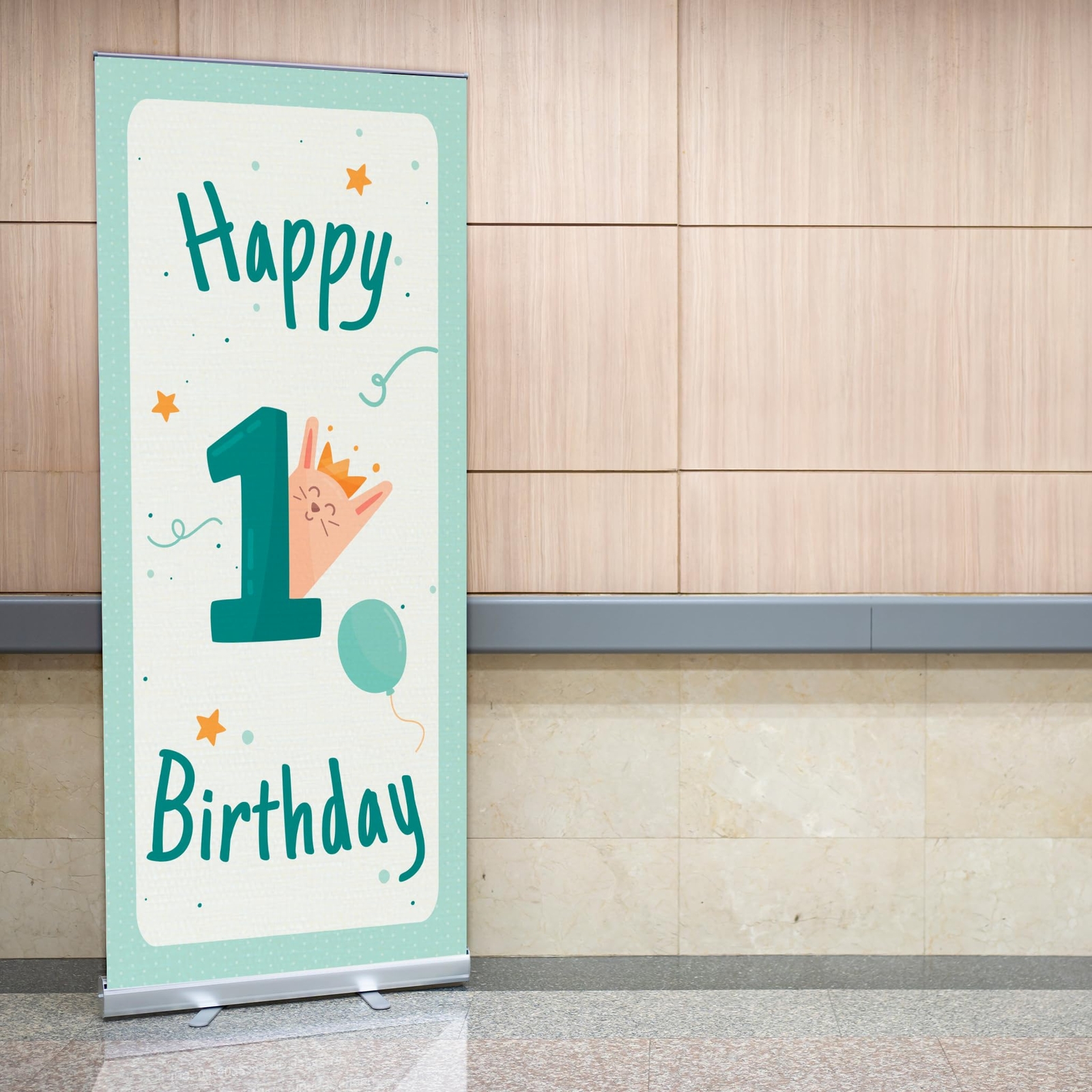 Birthday Sign Retractable Banner Stand | Backdrop Roll-up Banner Stand w/ Cover