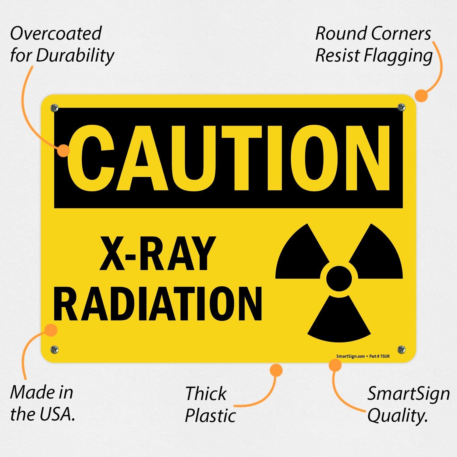 10×14 Inch Caution XRay Radiation Sign Plastic Safety Warning Display