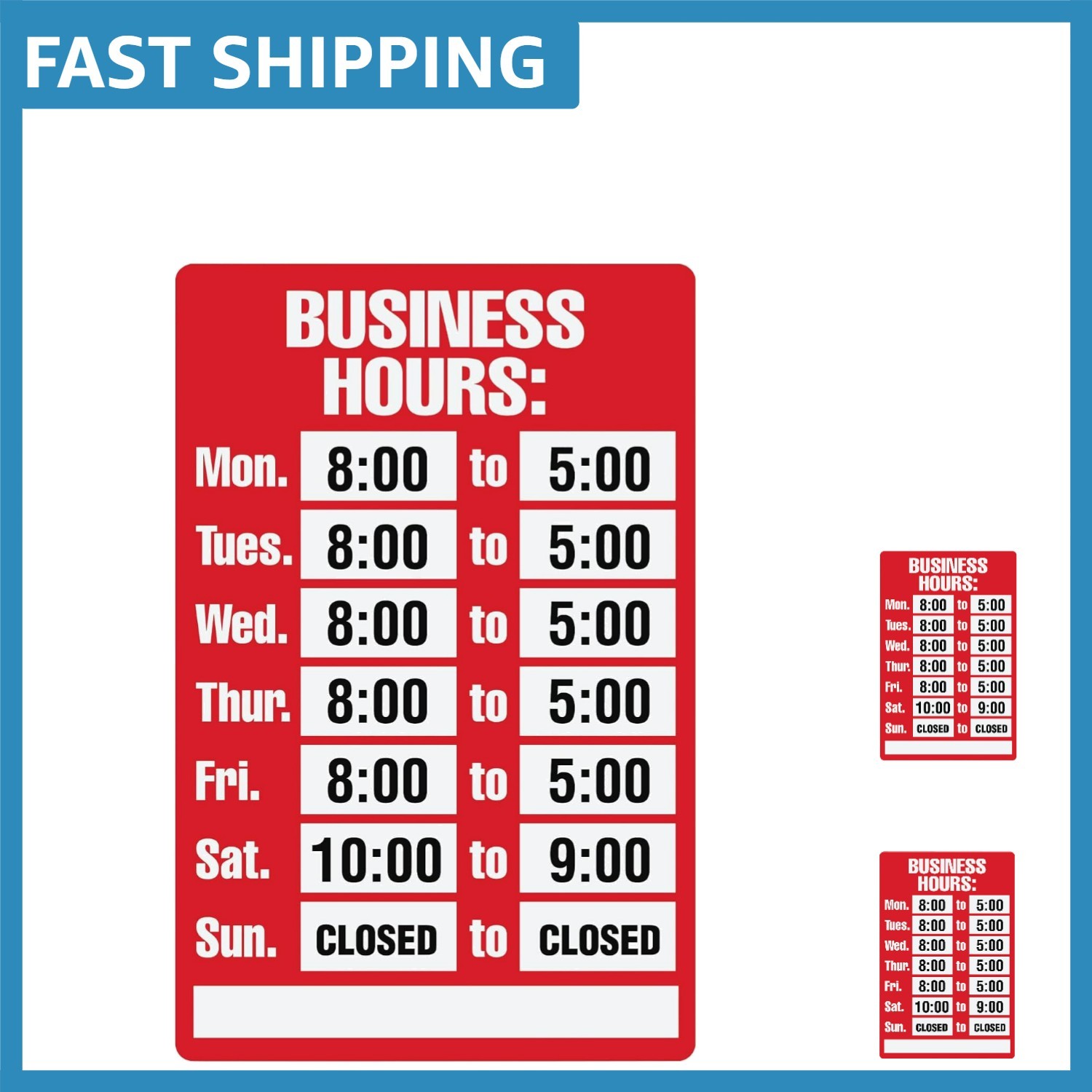 Customizable Business Hours Sign Kit – 8&Prime; x 12&Prime; Weather-Resistant Display