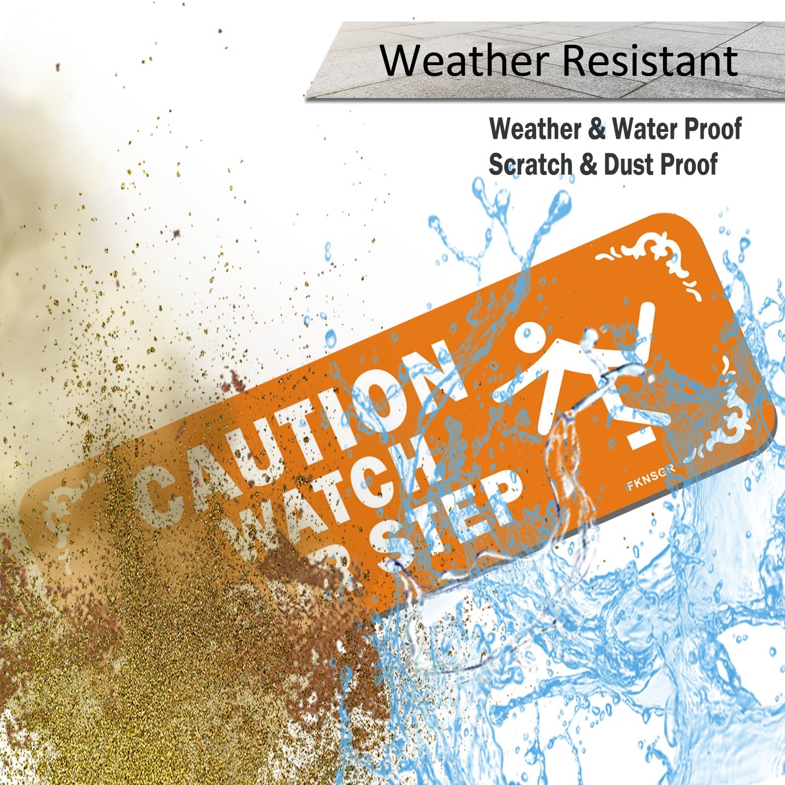 4 PCS 9×3 Inches Caution Watch Your Step Sign Acrylic for Bathroom UV Safe