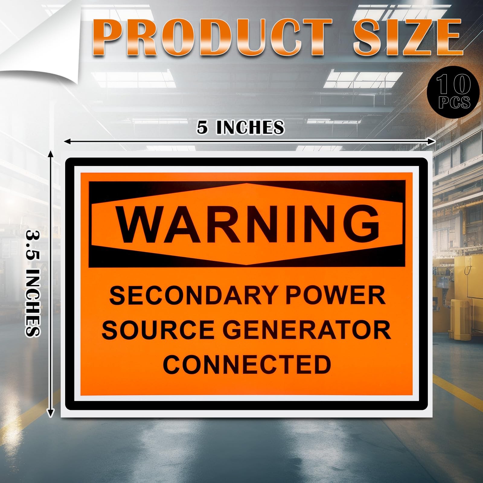 10 Pcs WARNING Secondary Power Source Generator Connected Safety Decal Label …