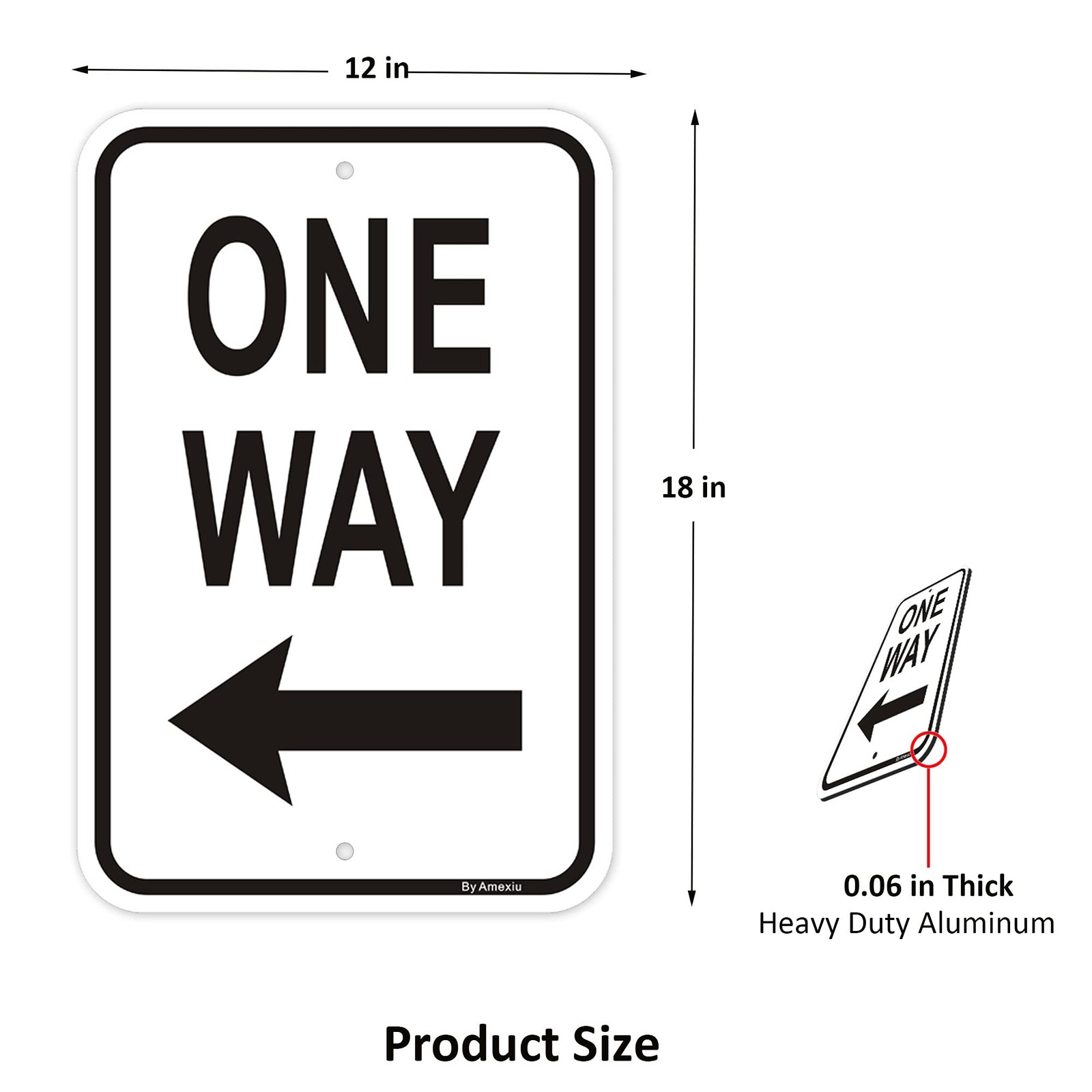 1 PC Large One Way Left Arrow Sign 18x12x0.06 Inch Reflective Aluminum