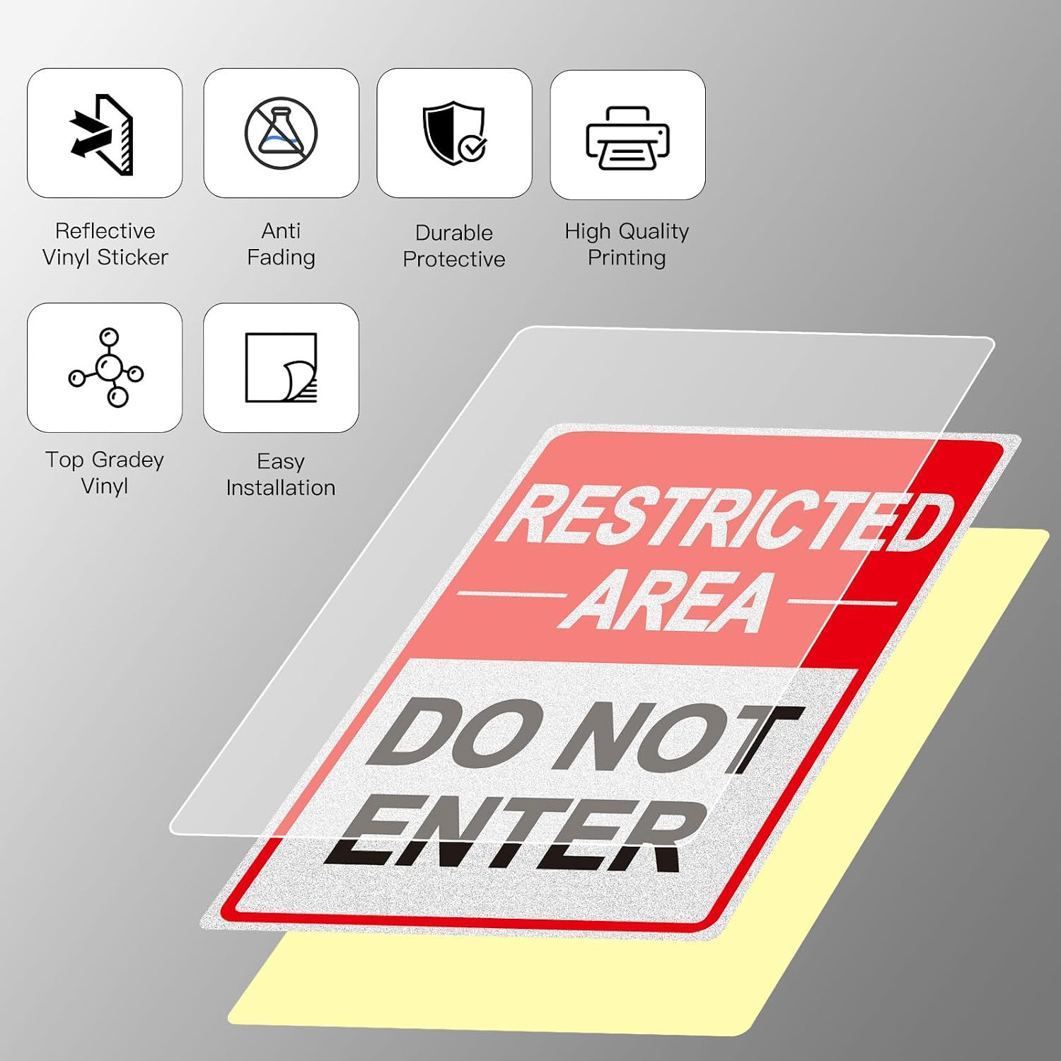 Do Not Enter Sign, Restricted Area 2 Pack 7X10 Inch | Durable Reflective Vinyl S