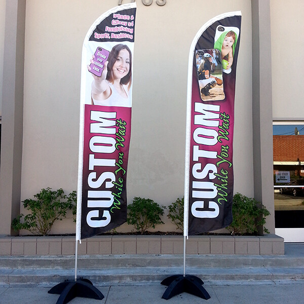 15ft Double Sided Custom Swooper Advertising Flag Feather Banner + Pole & Spike