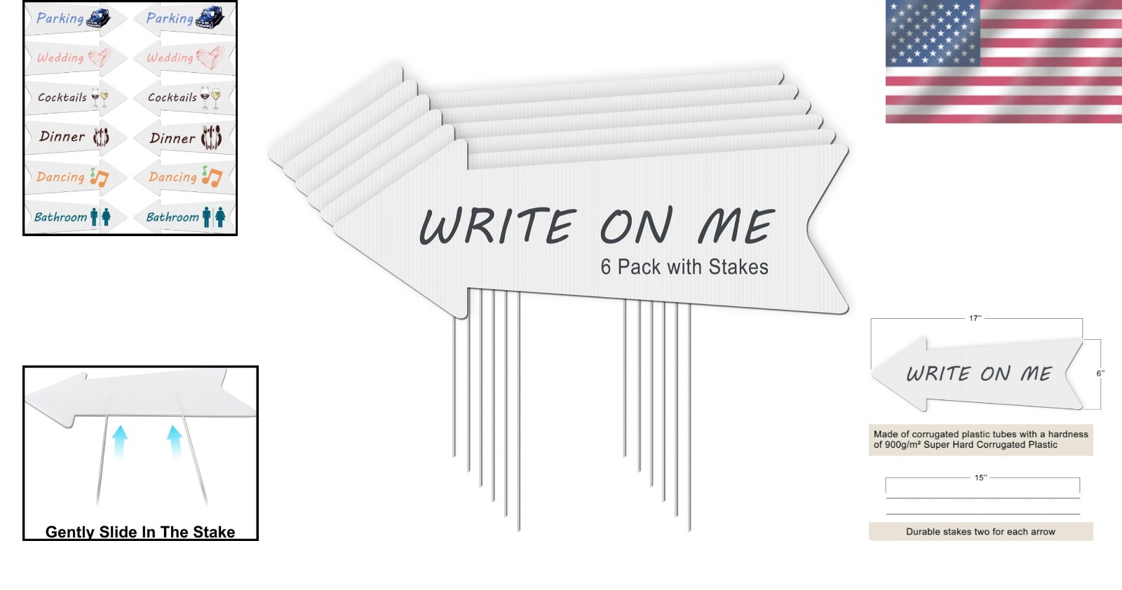 Eye-Catching 6-Pack Blank Arrow Signs – 17×6” for DIY Event Direction