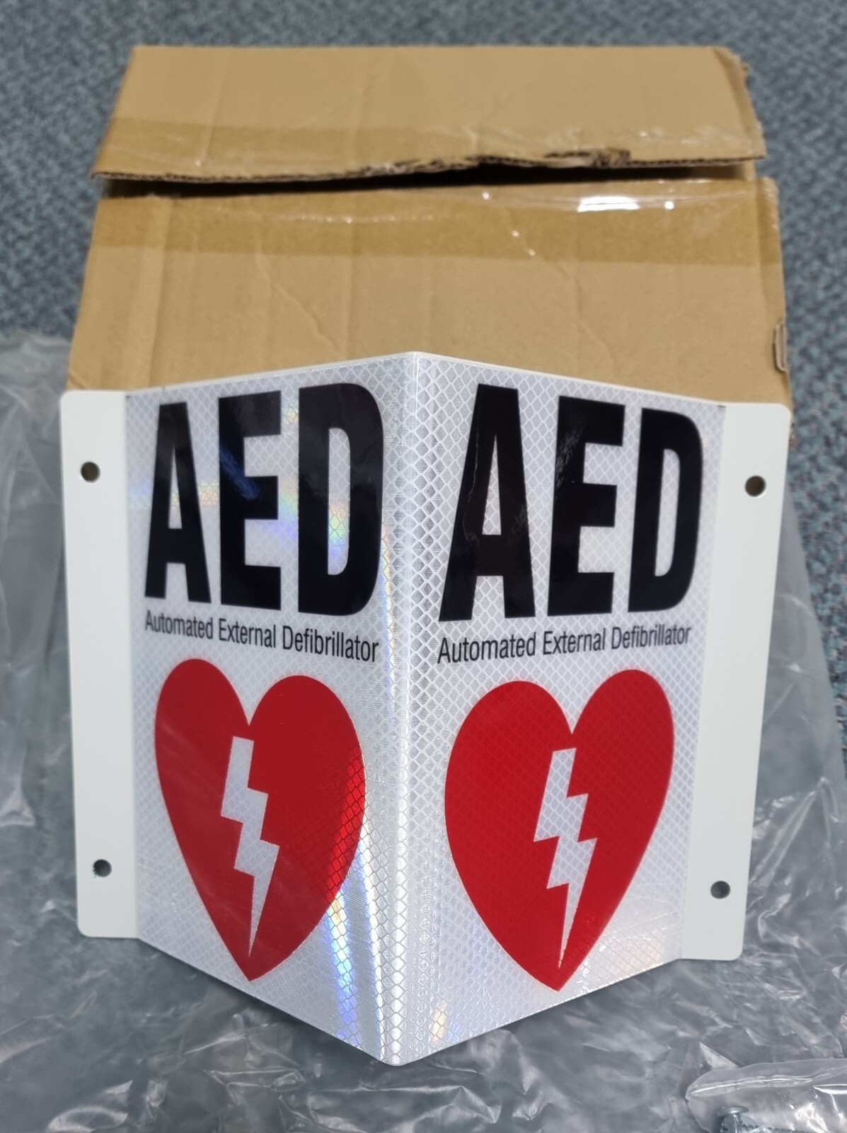 Autimated External Defibrillator (AED) Double Sided Wall Sign Official Original