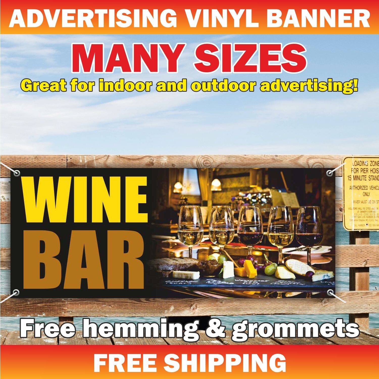 WINE BAR Advertising Banner Vinyl Sign Alcohol Store Beer Vodka Liquor Tasting