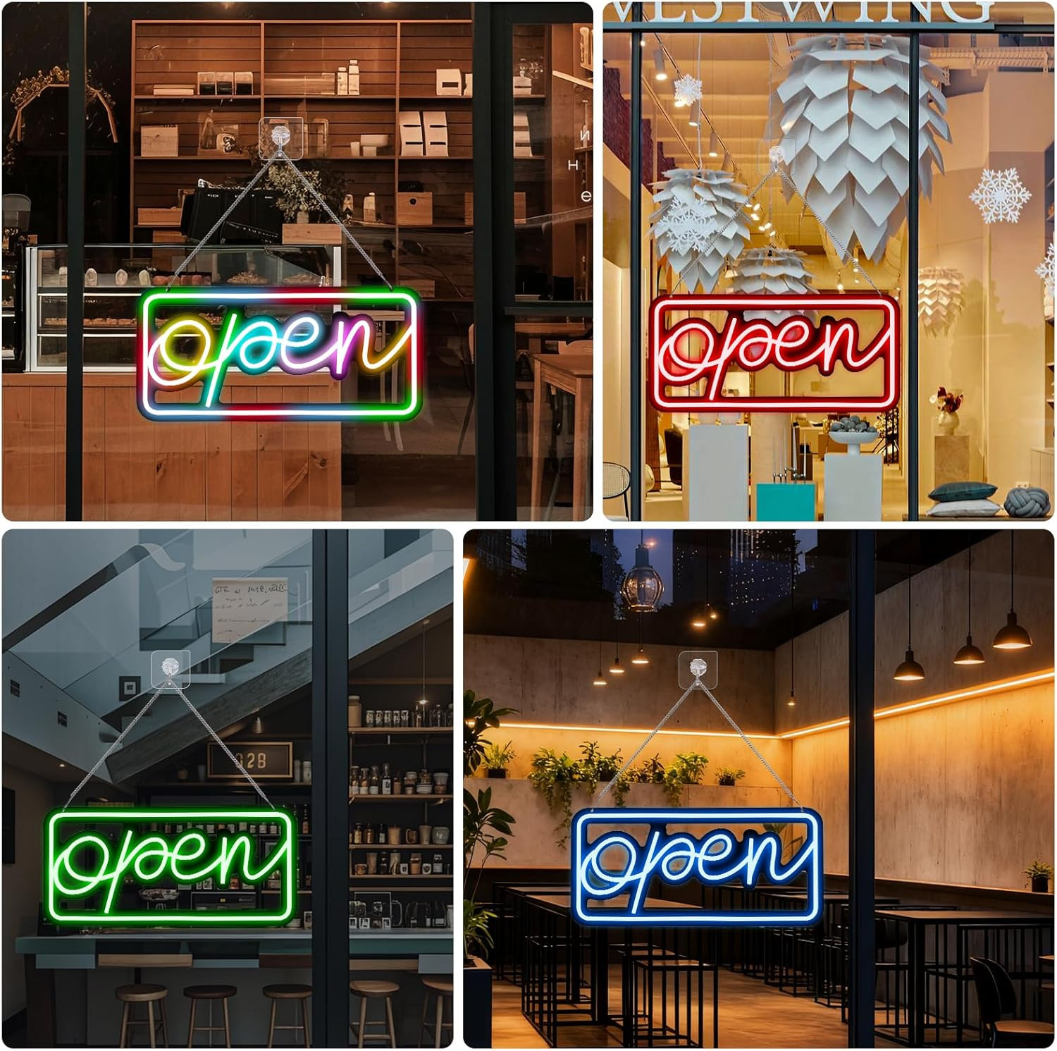 Bright LED Open Sign with Remote Control for Shops, Bars, and Cafes