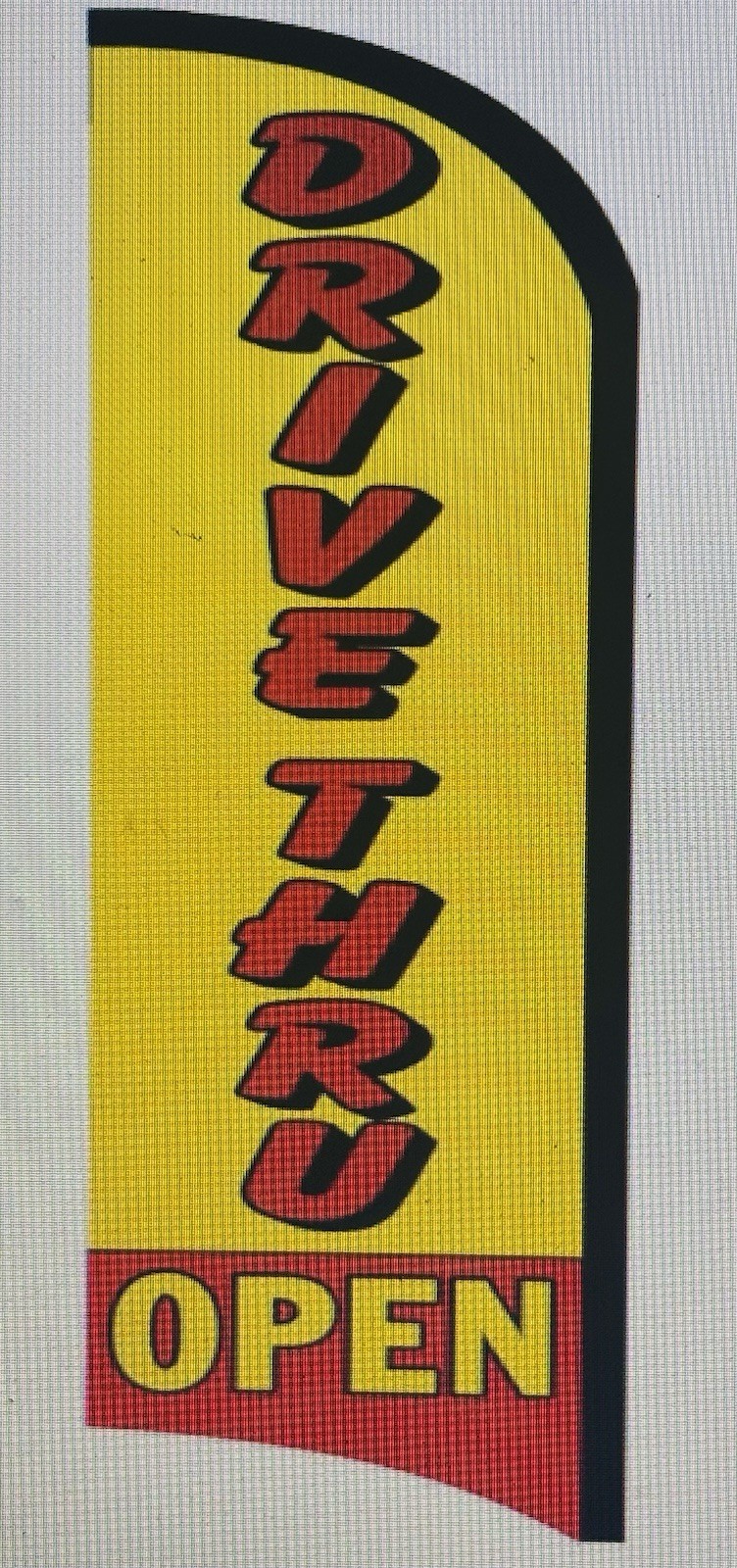 Drive Thru Open Feather Banner VF-BJ1 Yellow Red Black Promotional Flag