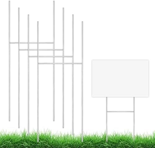 4 Pack Yard Sign Stakes Metal, 17X8 INCH Heavy INCH-4PCS, Silver
