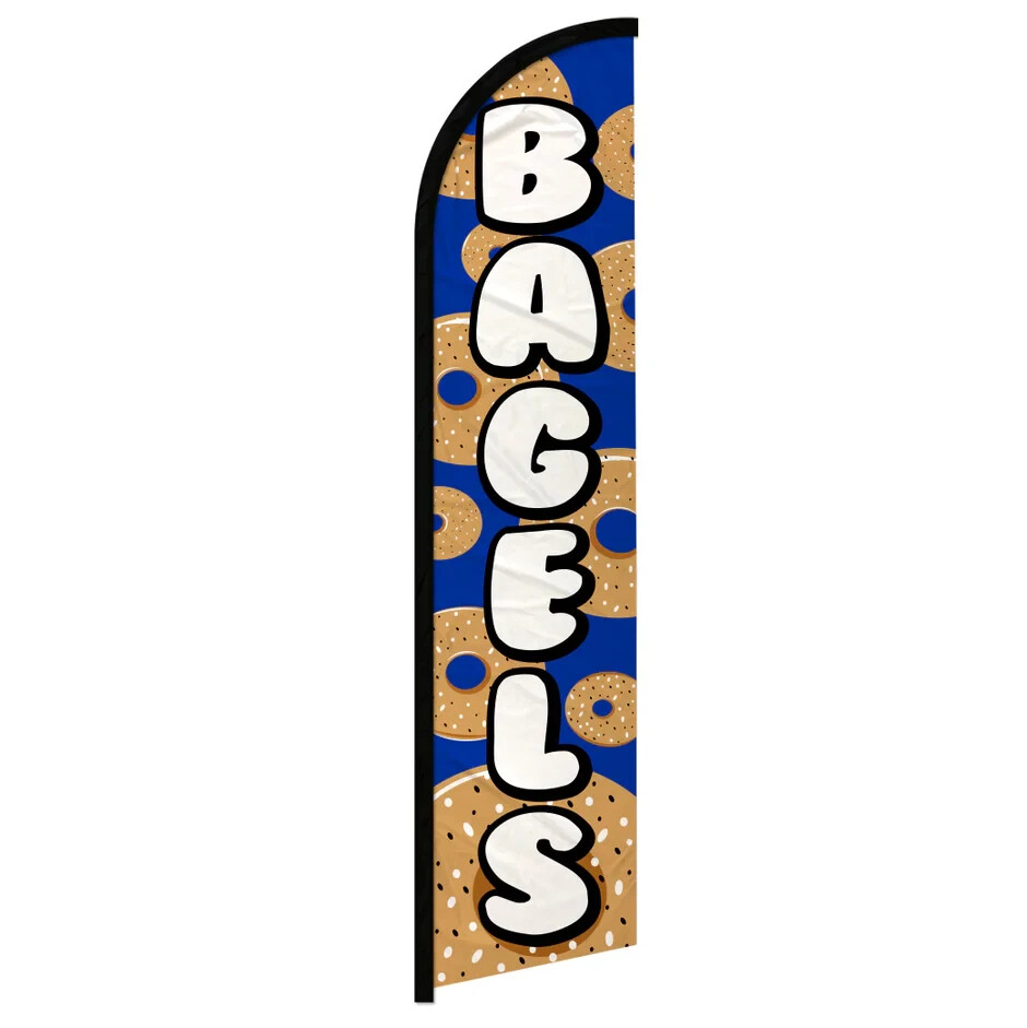 Bagels Windless Full Sleeve Feather Advertising Bagel Bakery Food Banner Flag