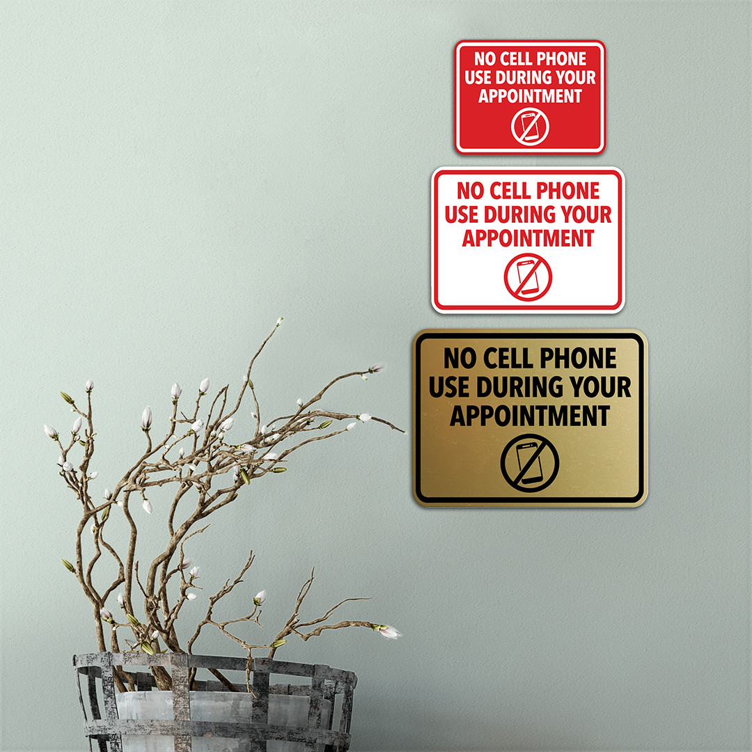 Signs ByLITA Classic Framed No Cell Phone Use During Your Appointment Sign