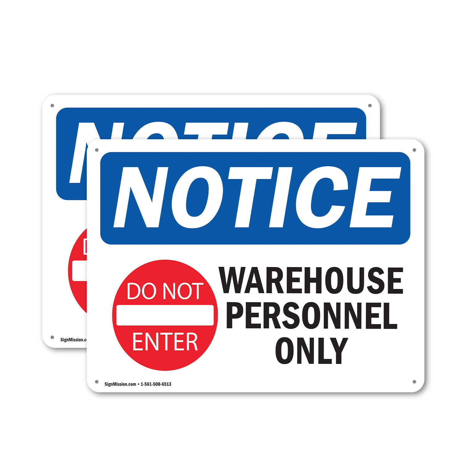 (2 Pack) Warehouse Personnel Only OSHA Notice Sign Decal Metal Plastic