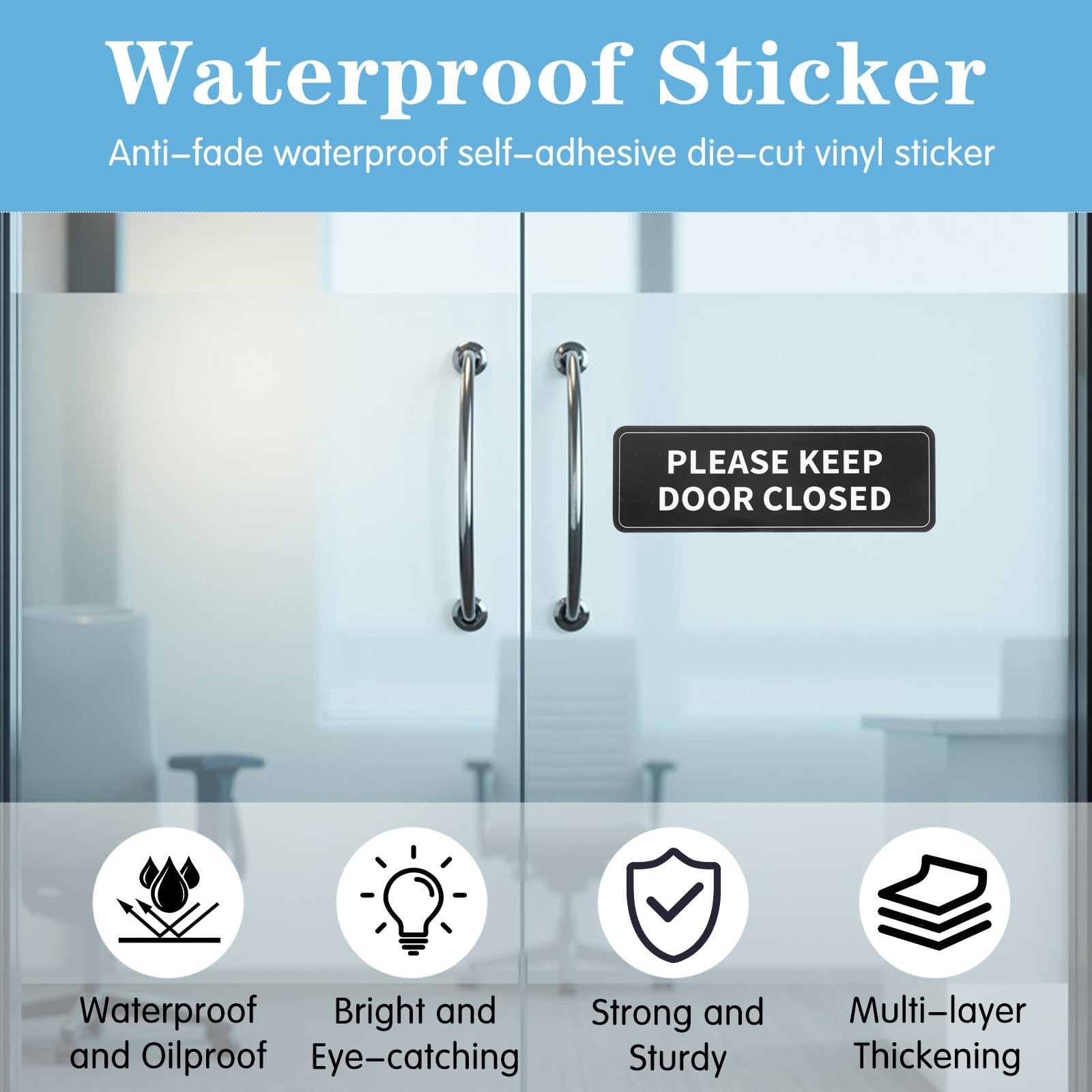 2Pcs Please Keep Door Closed Sign for House,Adhesive Door Stickers for Indoor…