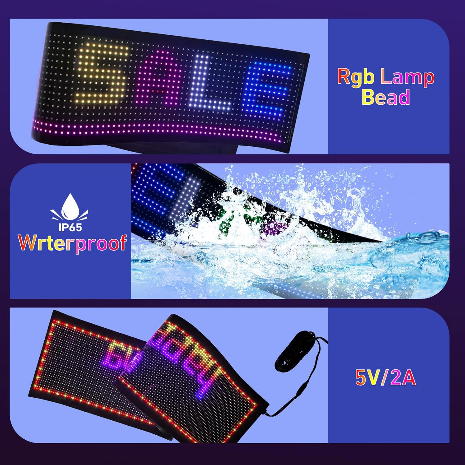 Ultra Bright Programmable LED Sign with Bluetooth APP Control for Business