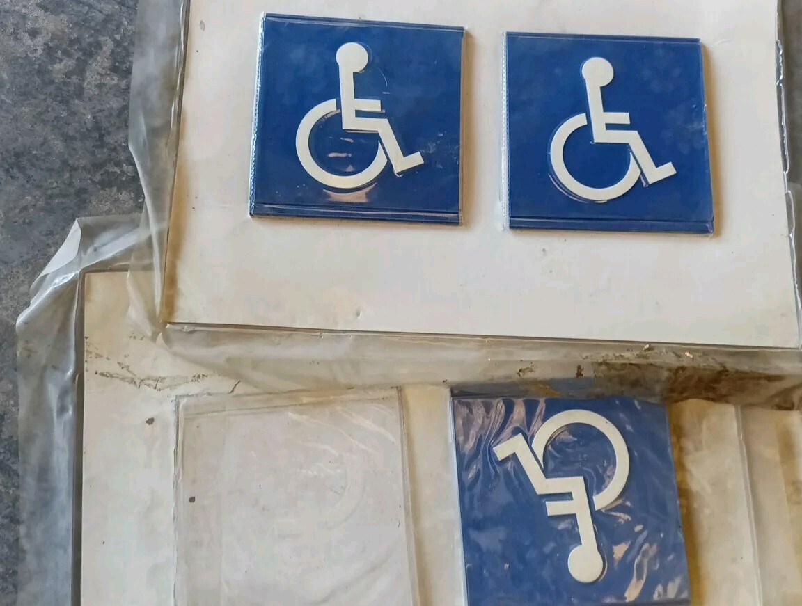 Lot of 6 Handicap 8&Prime; X 8&Prime; X 1/4&Prime; Blue Signs – Raised w/ Aluminum Back