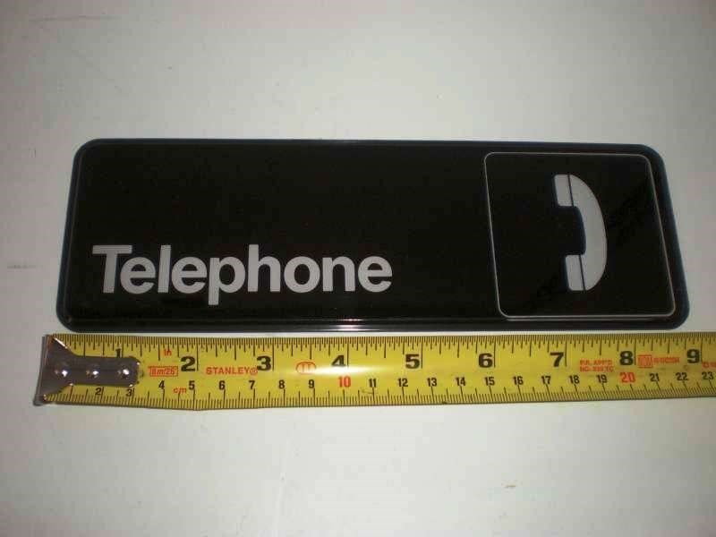 Retro Telephone sign Traex 4540 3&Prime;x9&Prime; Black Self Adhesive Vintage Plastic