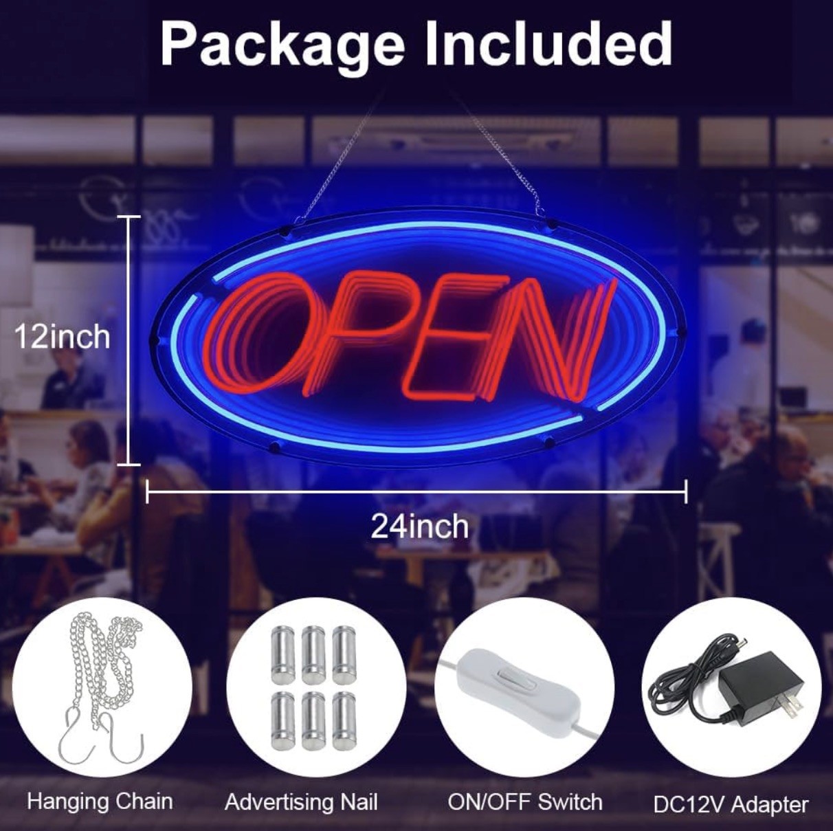 ✅OPEN Signs for Business – Neon Sign for Business Ultra Bright LED 24×12 NEW