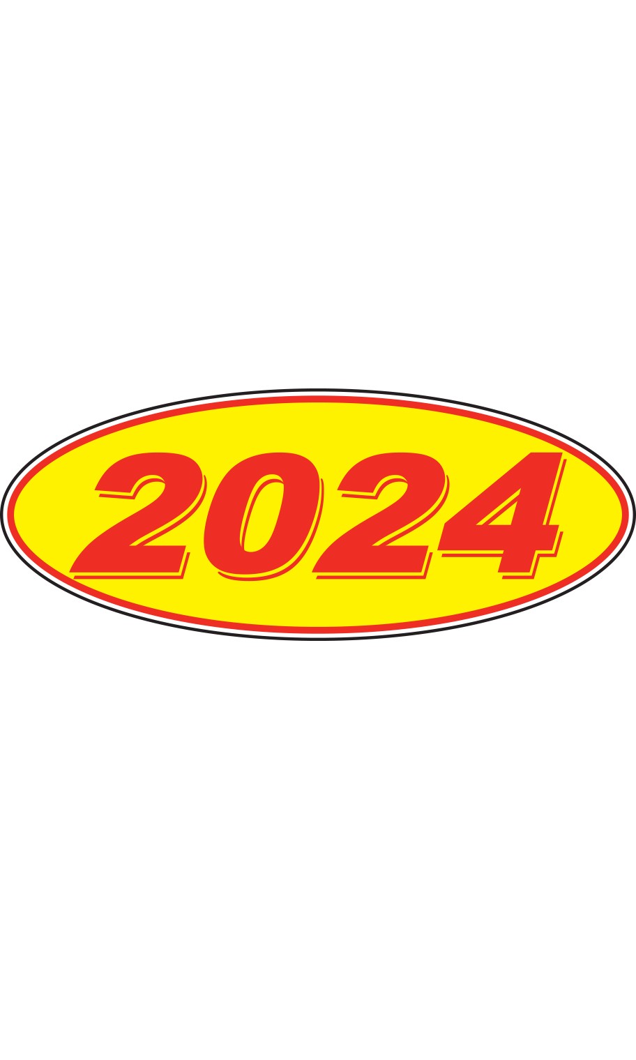 SSWBasics Oval Windshield Year Stickers – Red/Yellow – « 2024 » – Pack of 12