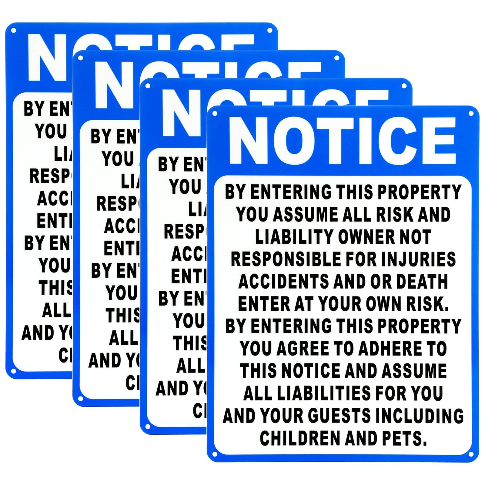 4 Pcs Not Responsible for Accidents or Injuries Sign Aluminum Enter at Your O…