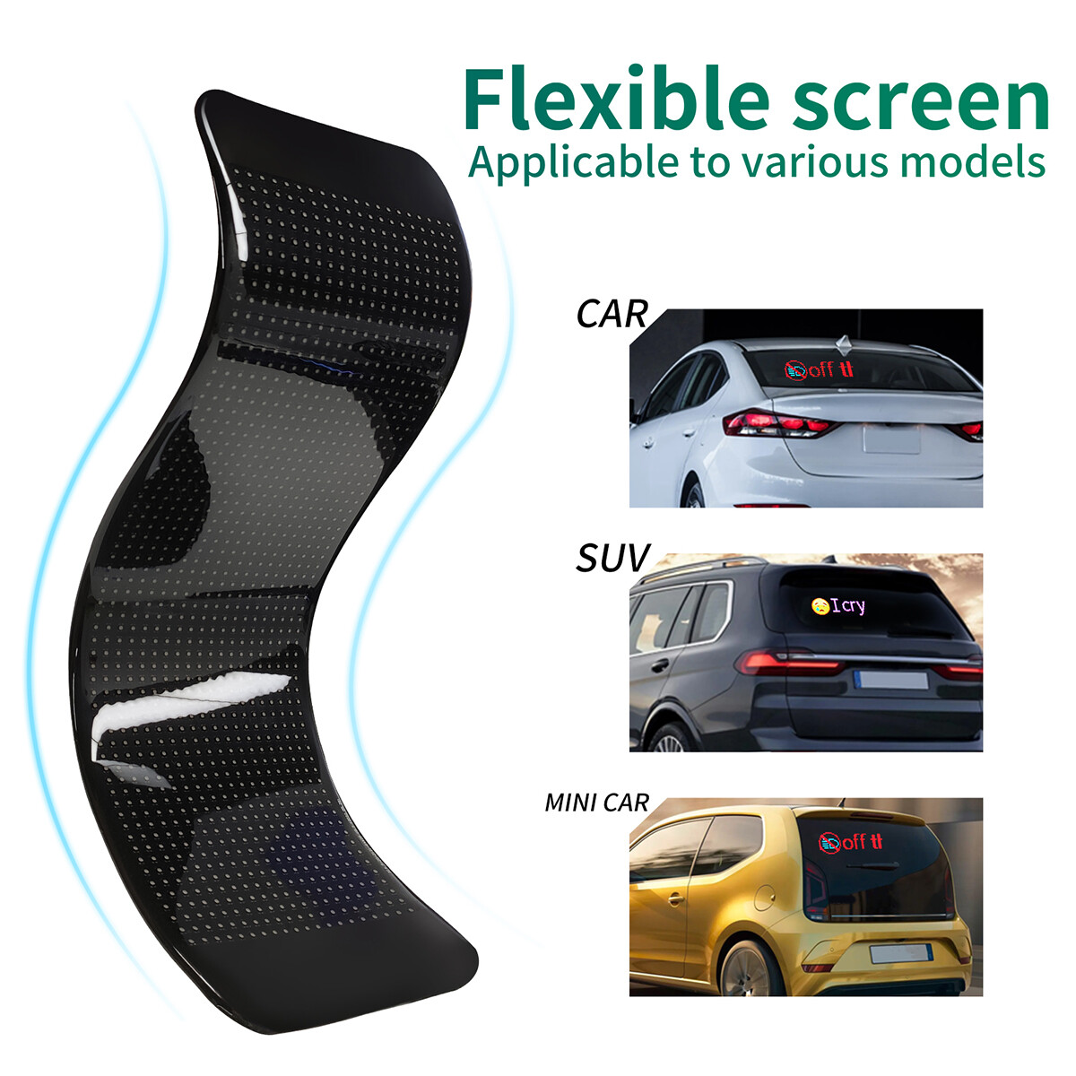 USB LED Car Flexible Sign Scrolling Message Display Screen APP Programmable RGB