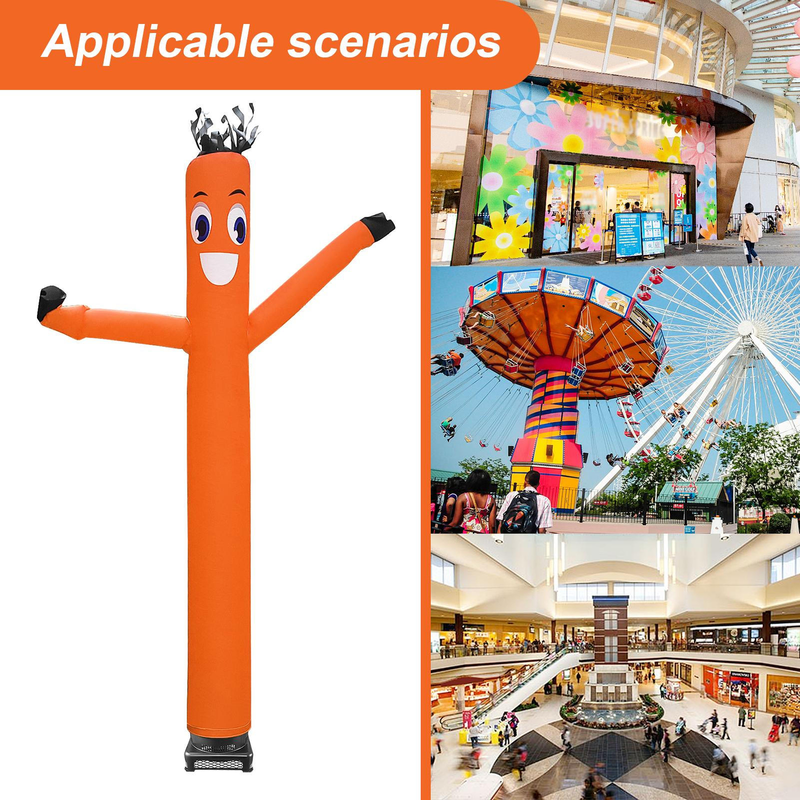 20 Ft Inflatable Wacky Waving Tube Man With Blower – Orange Dancing Air Puppet