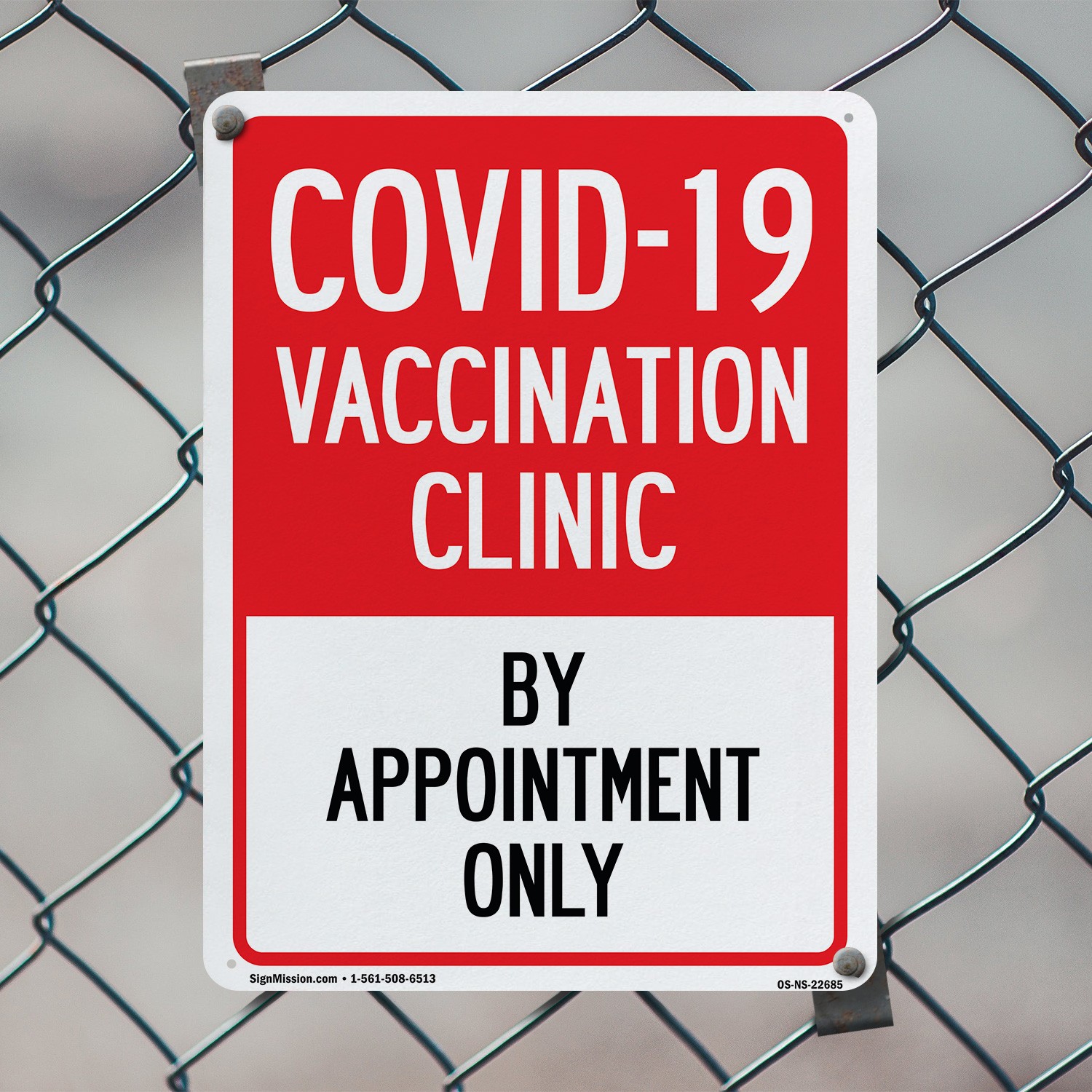 Covid-19 Vaccination Clinic by Appointment Only Public Safety Sign 5/10 Pack